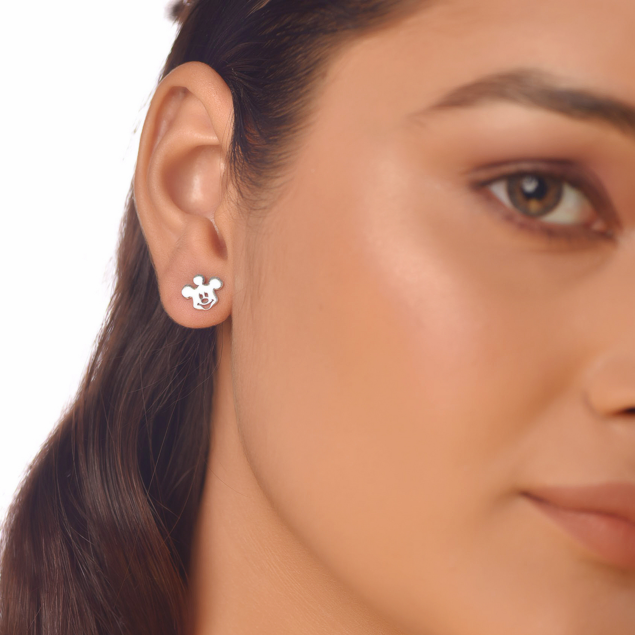 Flat Tiny Teddy Face Stud Earrings, Hallmarked 925 Sterling Silver