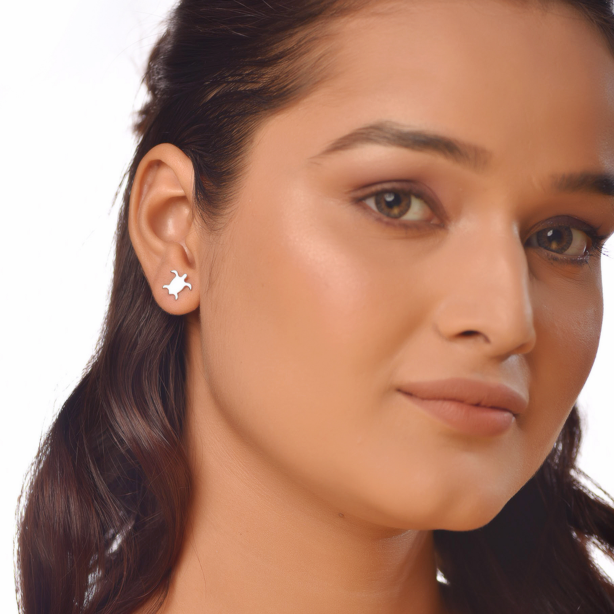 Flat Tiny Turtle Stud Earrings, Hallmarked 925 Sterling Silver