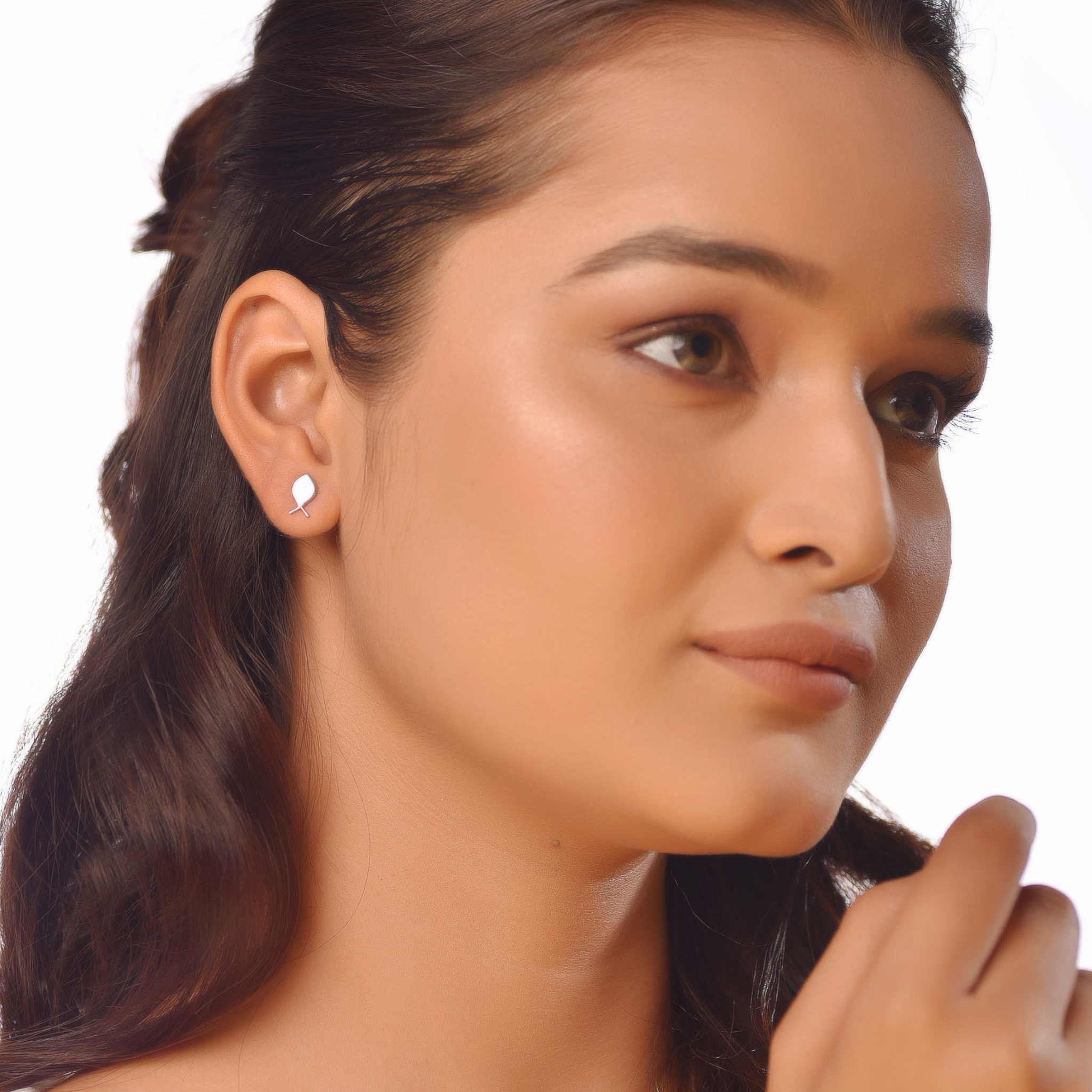 Flat Tiny Whale Stud Earrings, Hallmarked 925 Sterling Silver