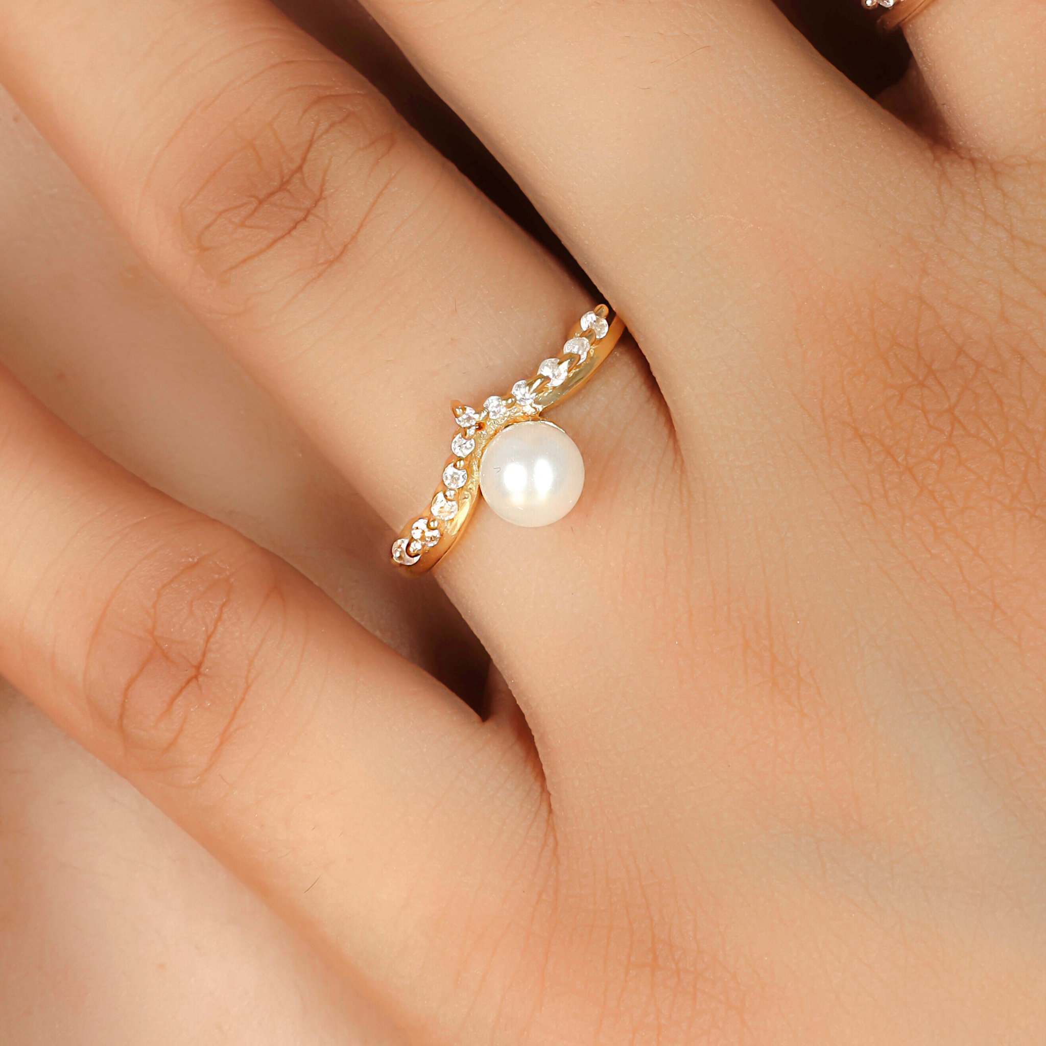 Fresh Water Pearl Engagement Ring, Hallmarked 925 Sterling Silver