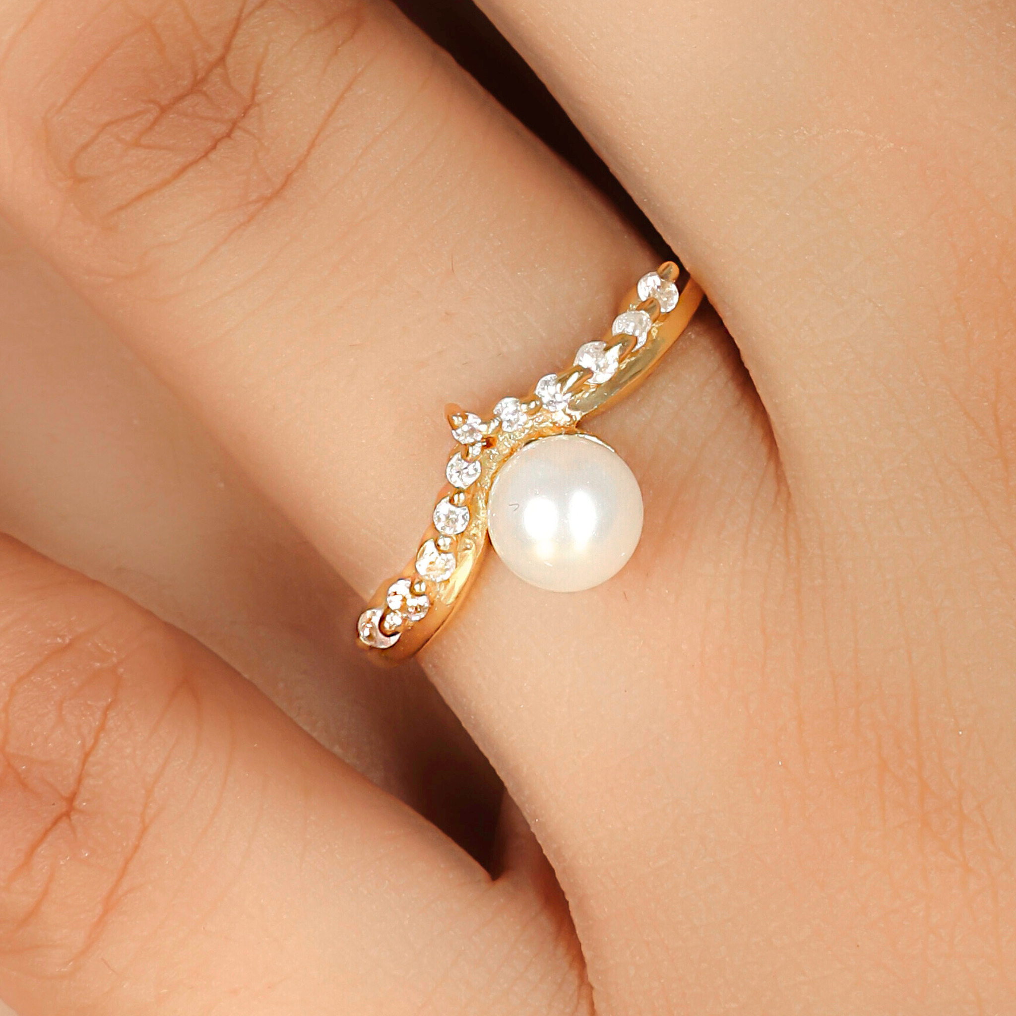 Fresh Water Pearl Engagement Ring, Hallmarked 925 Sterling Silver