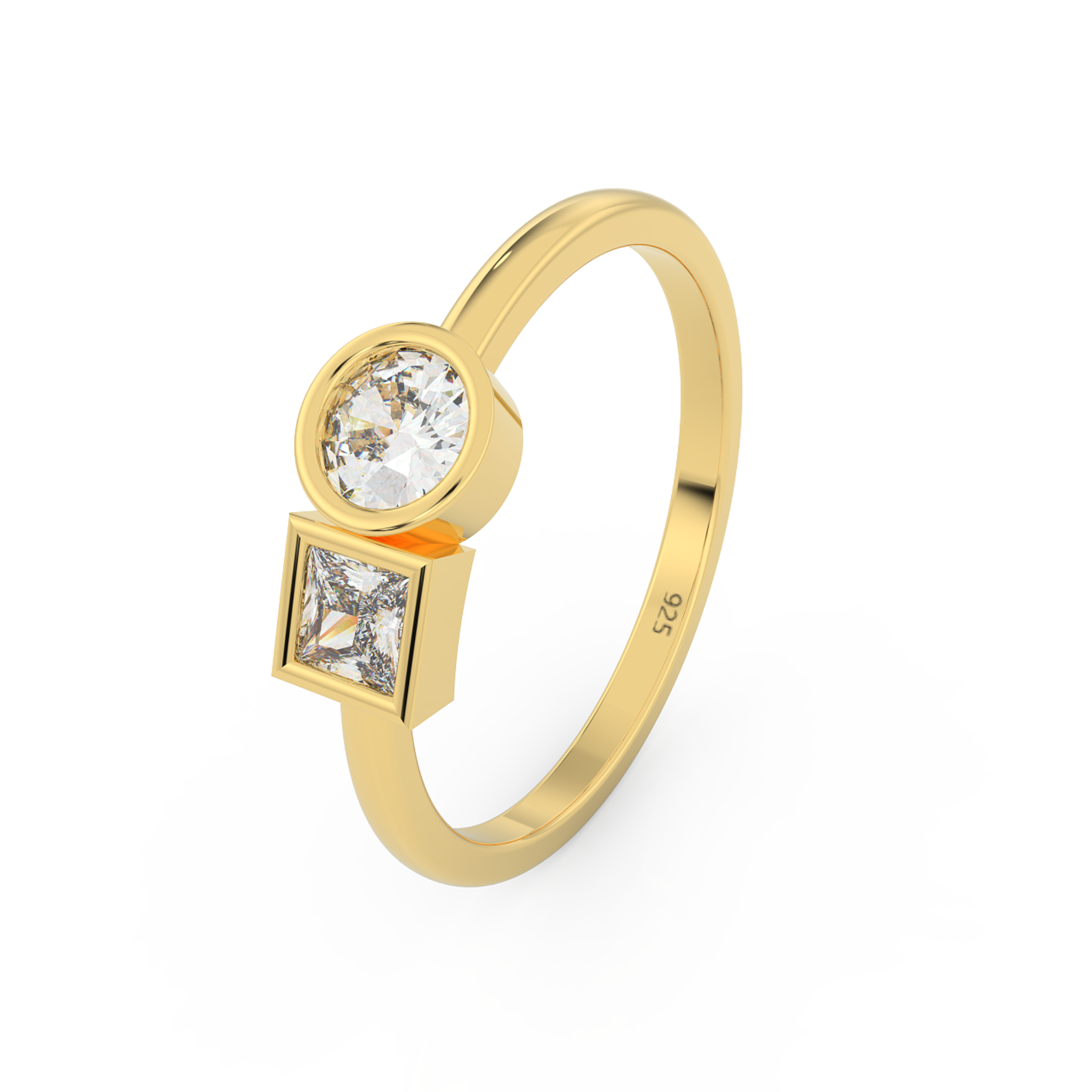Gorgeous Toi Et Moi Engagement Ring – Hallmarked 925 Sterling Silver Yellow Gold Plated | Elegant & Timeless Love Symbol