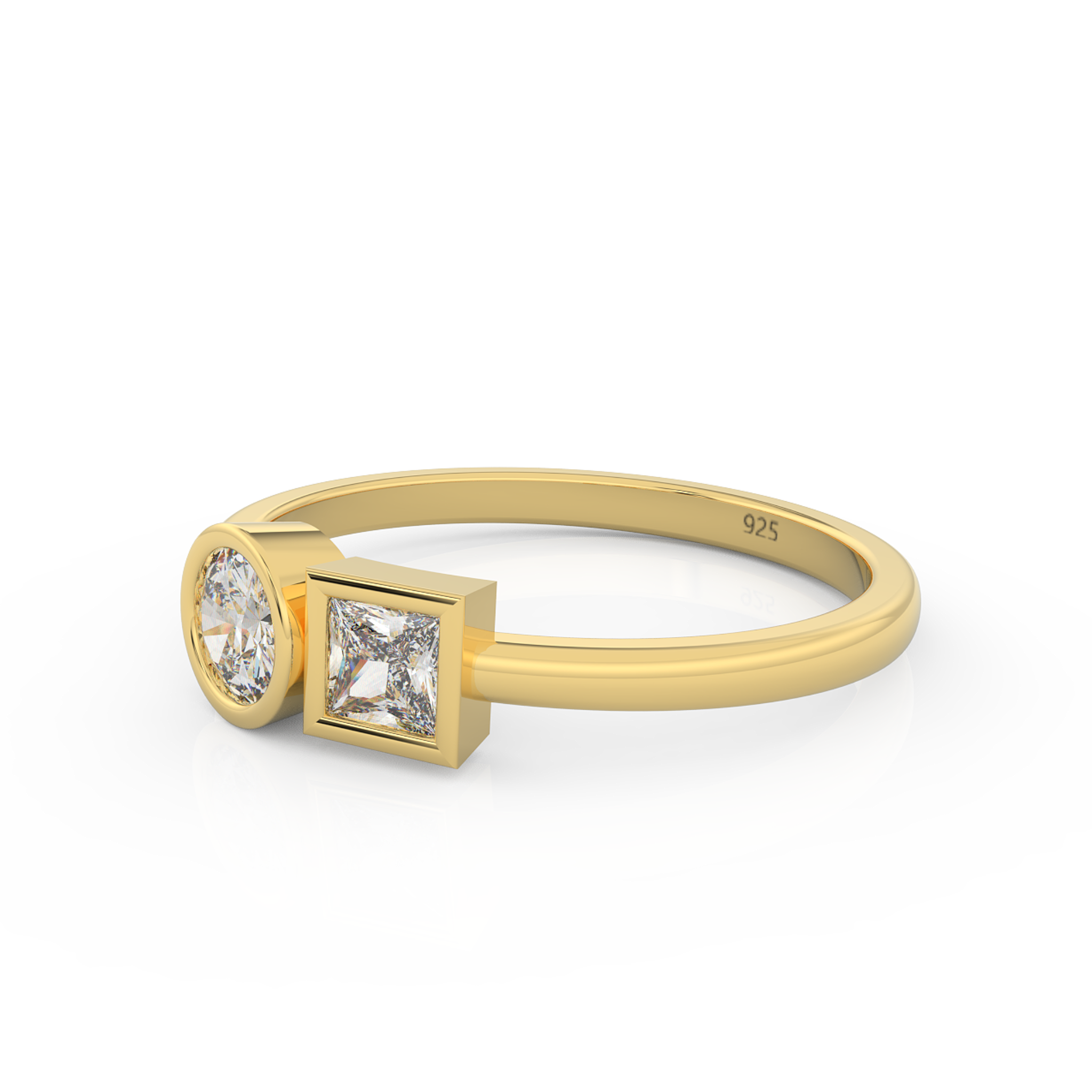 Gorgeous Toi Et Moi Engagement Ring – Hallmarked 925 Sterling Silver Yellow Gold Plated | Elegant & Timeless Love Symbol