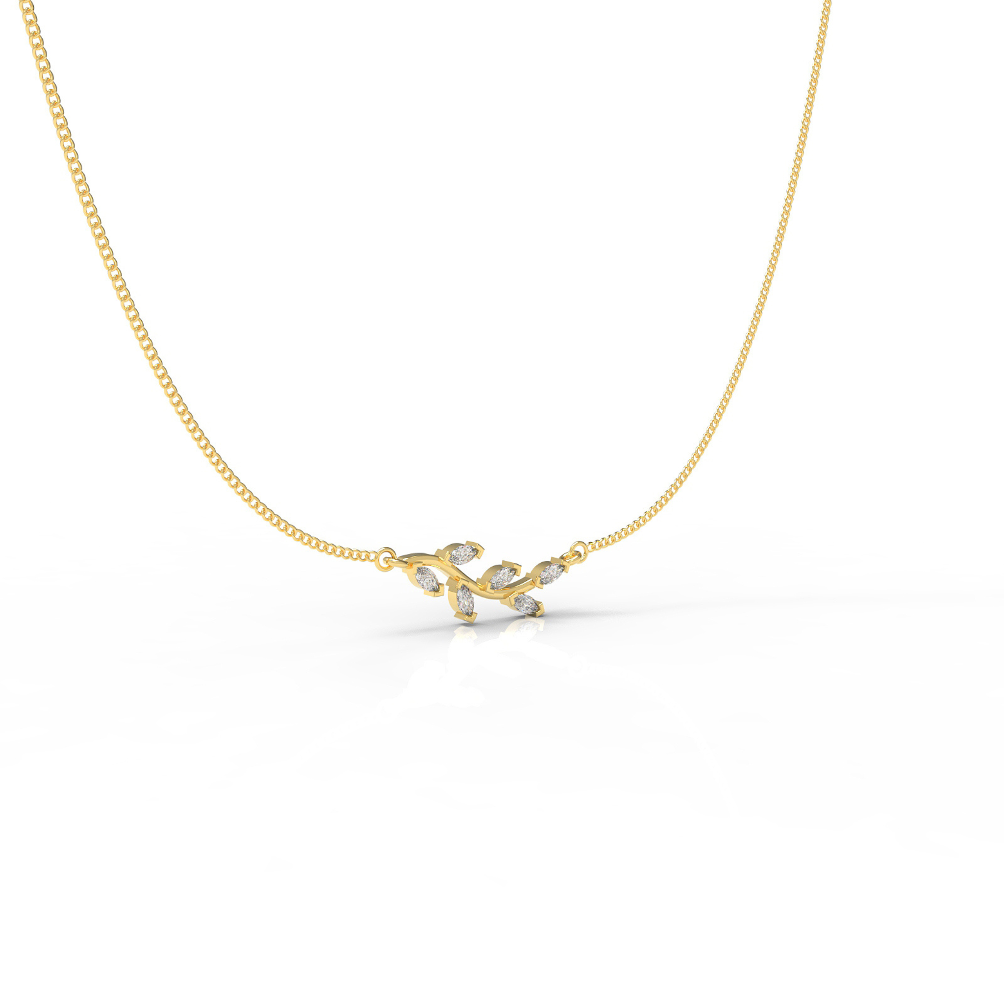 Graduated Sideways Vine Necklace, Hallmarked 925 Sterling Silver