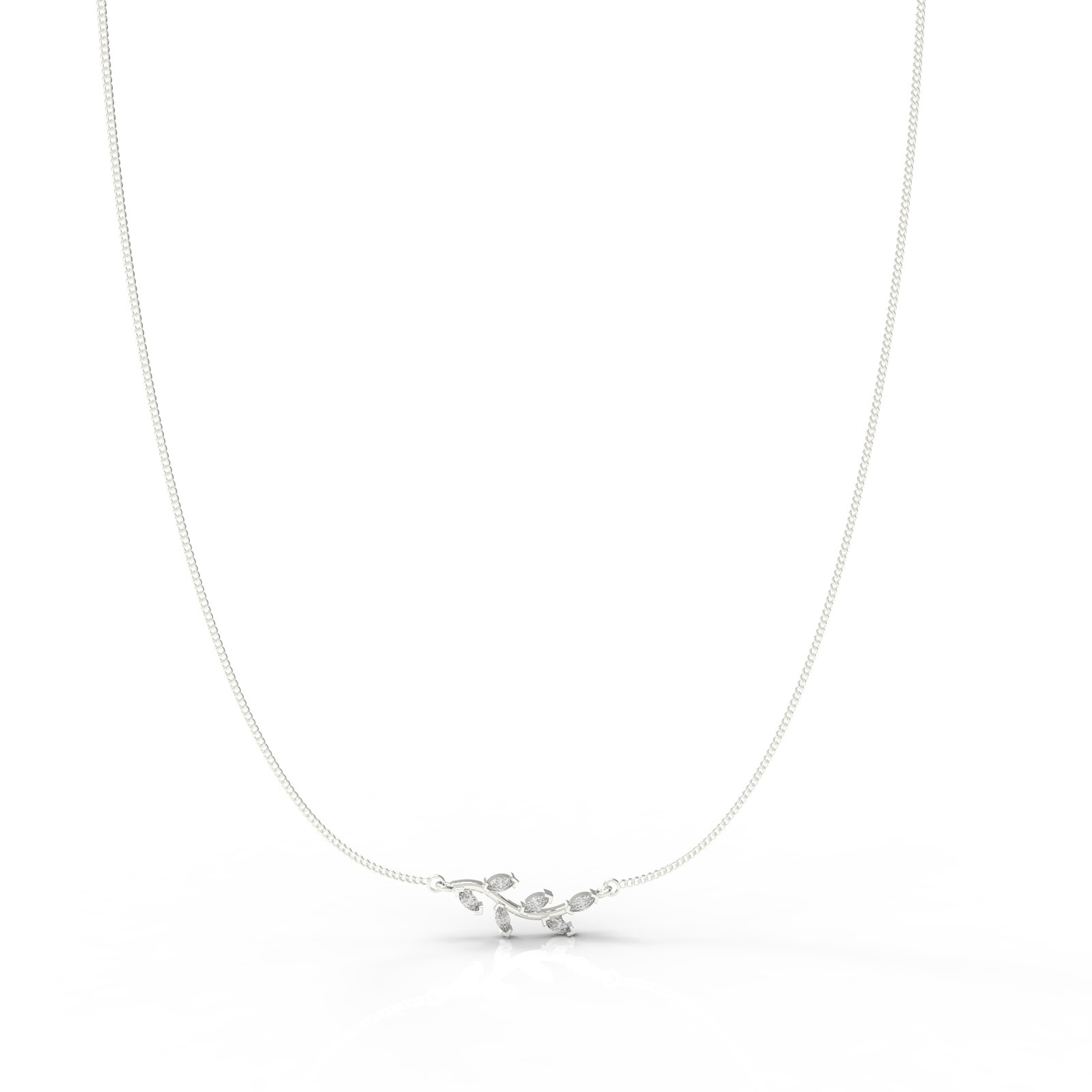 Graduated Sideways Vine Necklace, Hallmarked 925 Sterling Silver