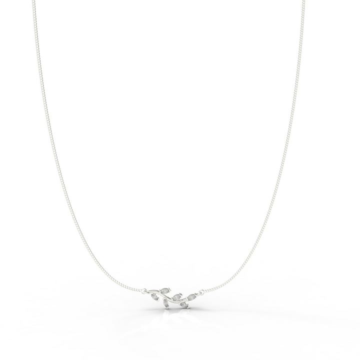Graduated Sideways Vine Necklace, Hallmarked 925 Sterling Silver