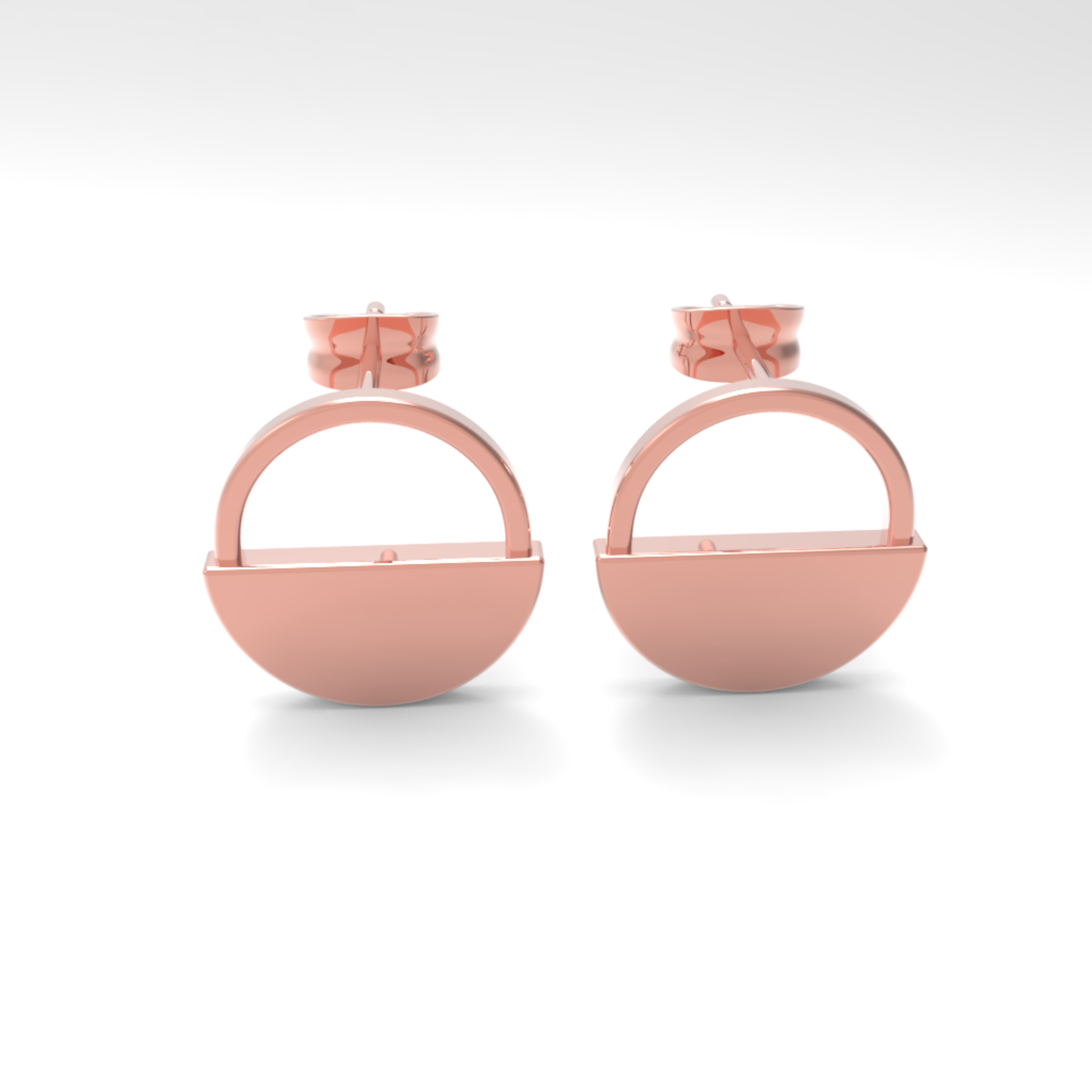 Half Moon Circle Dangling Earrings, Hallmarked 925 Sterling Silver