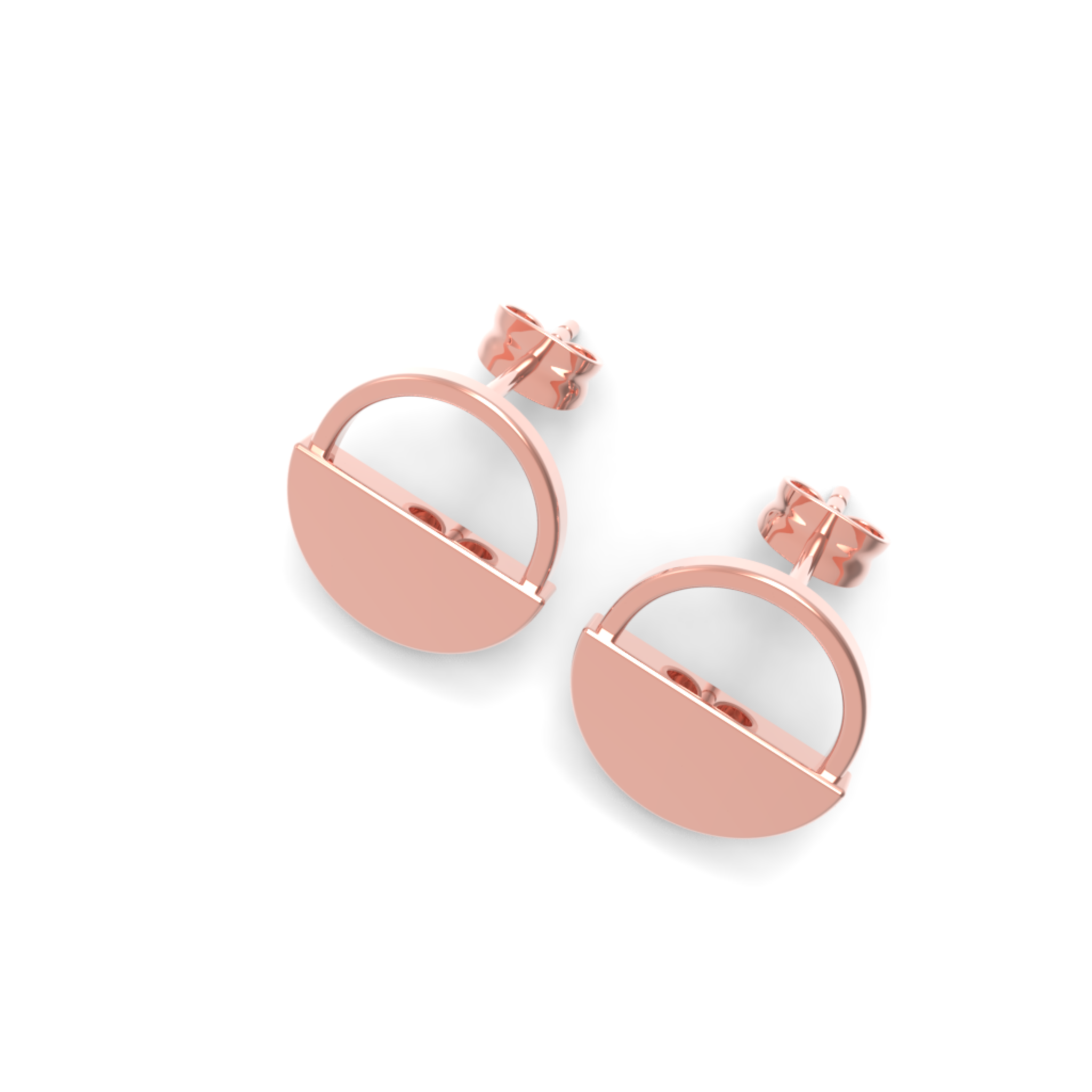 Half Moon Circle Dangling Earrings, Hallmarked 925 Sterling Silver