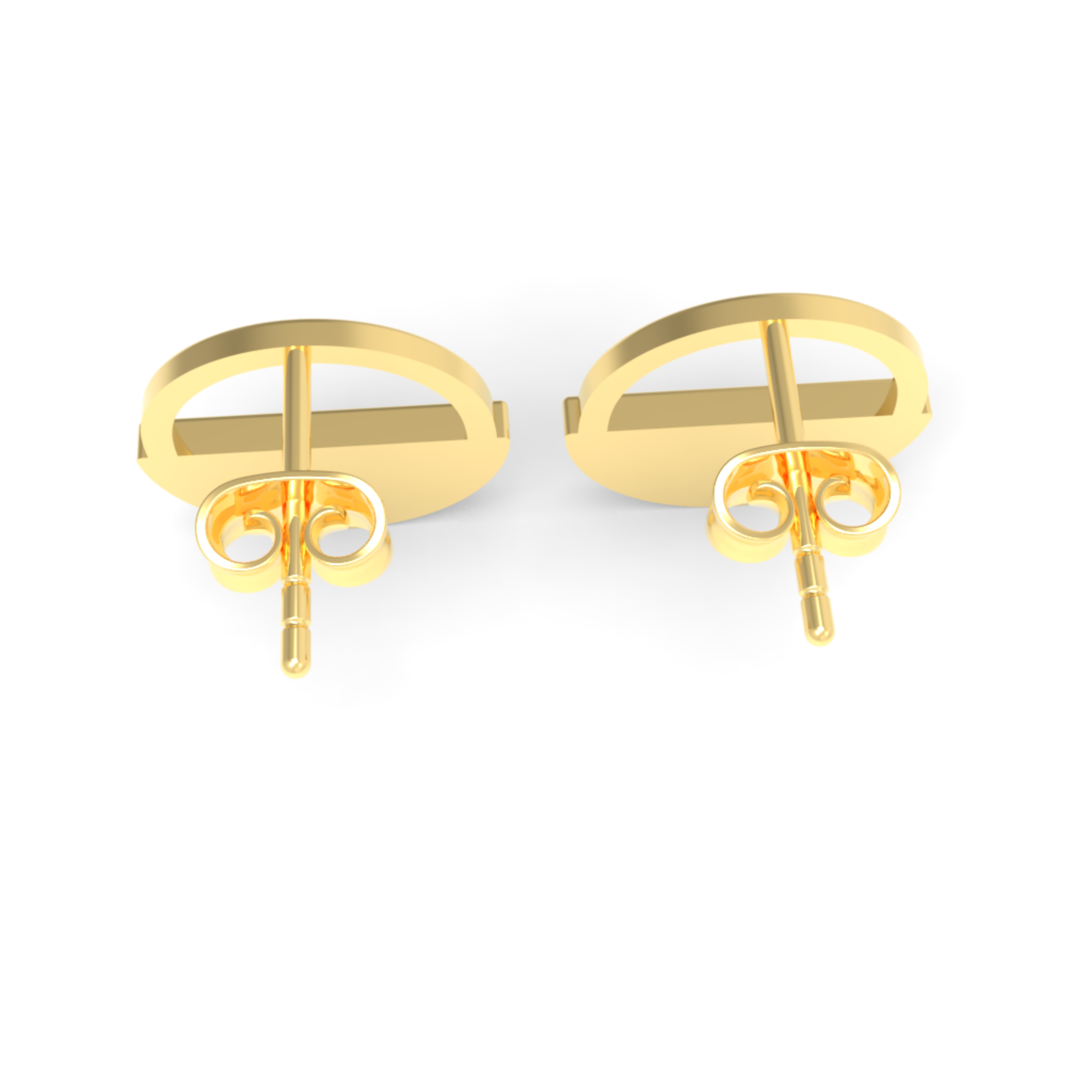 Half Moon Circle Dangling Earrings Yellow Gold Plated, Hallmarked 925 Sterling Silver