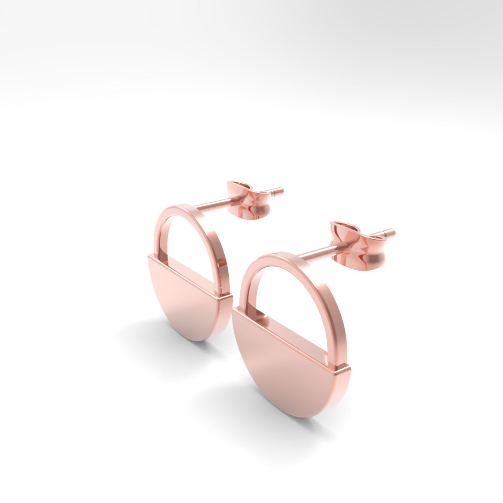 Half Moon Circle Dangling Earrings, Hallmarked 925 Sterling Silver