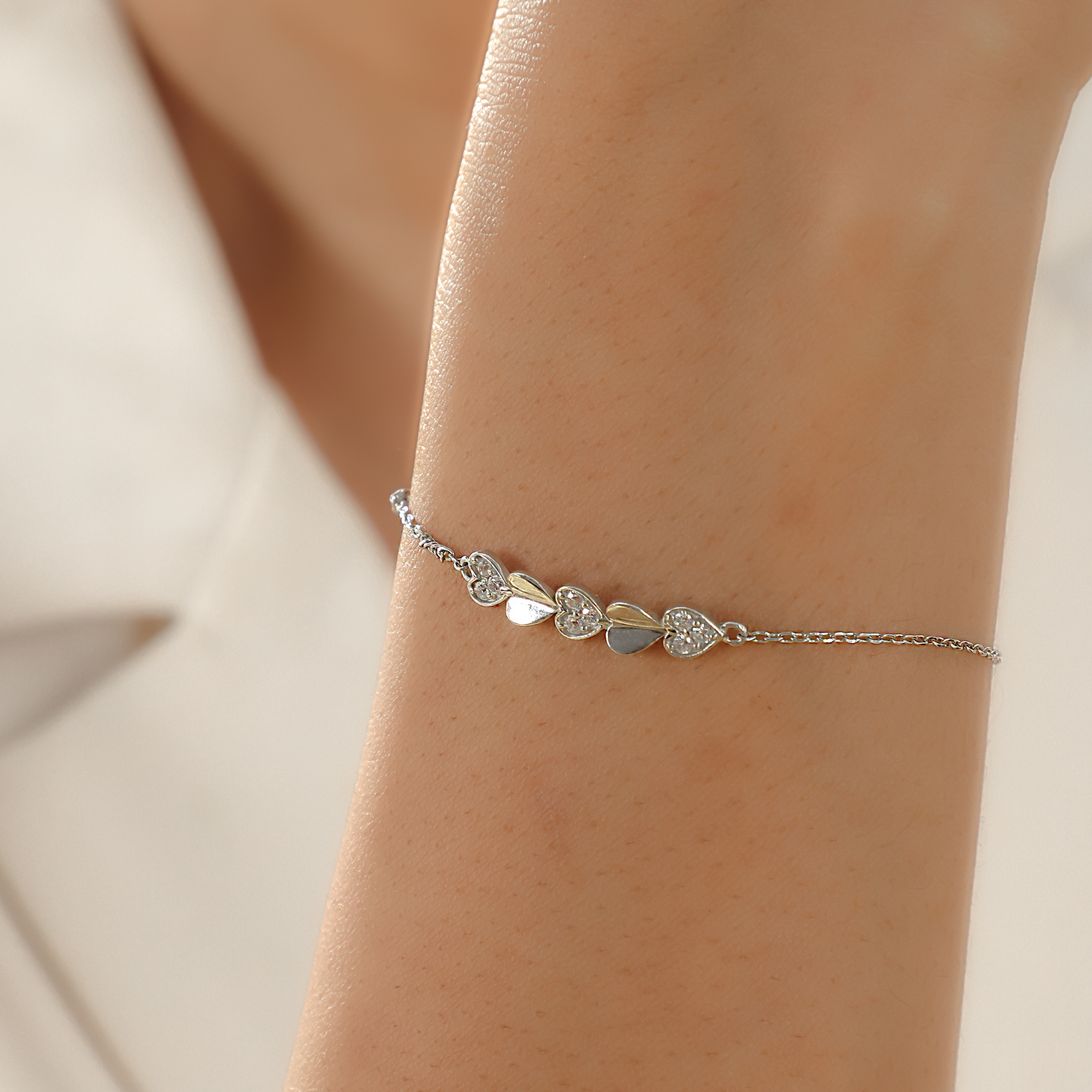 Heart Cut Chain Bracelet For Girlfriend, Hallmarked 925 Sterling Silver