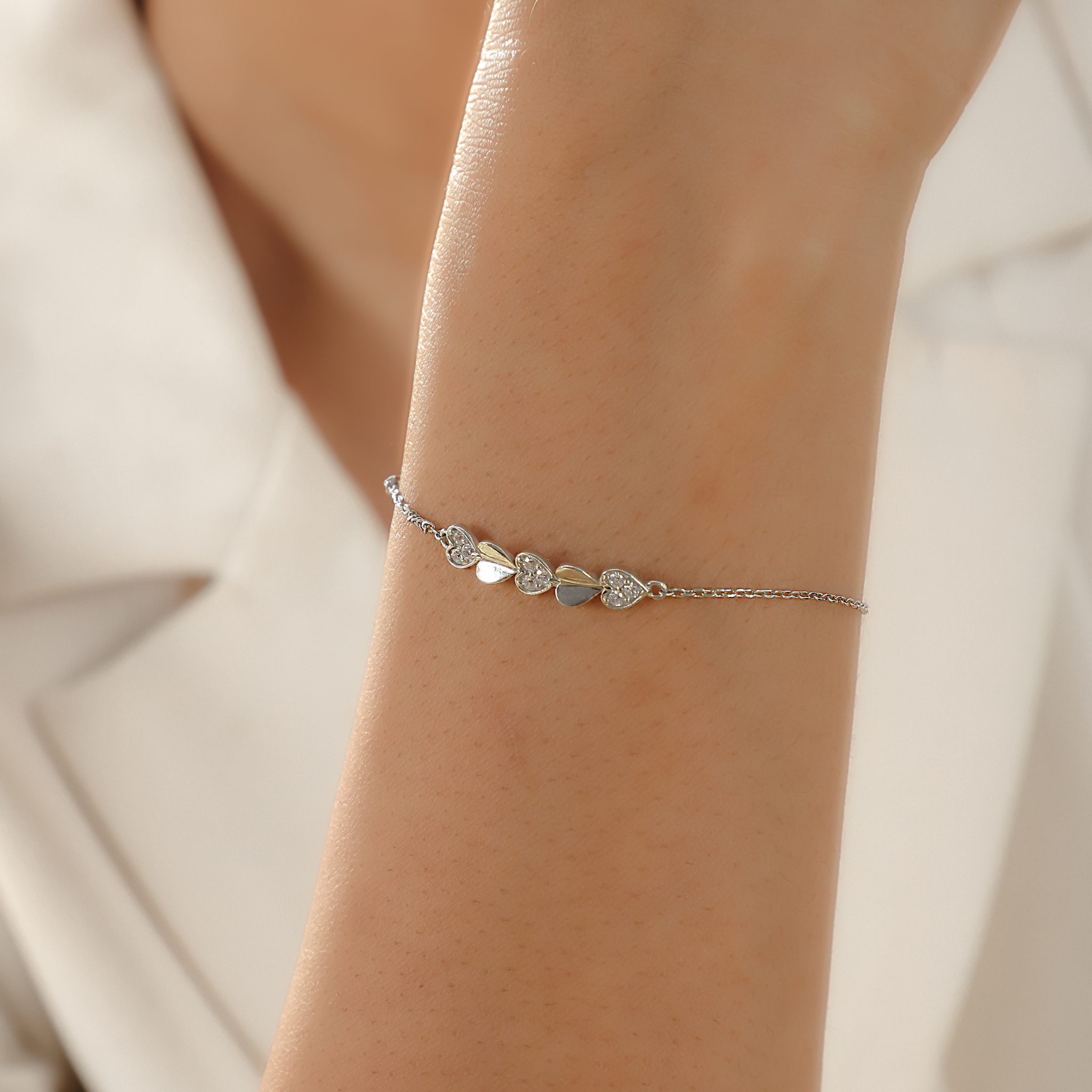 Heart Cut Chain Bracelet For Girlfriend, Hallmarked 925 Sterling Silver