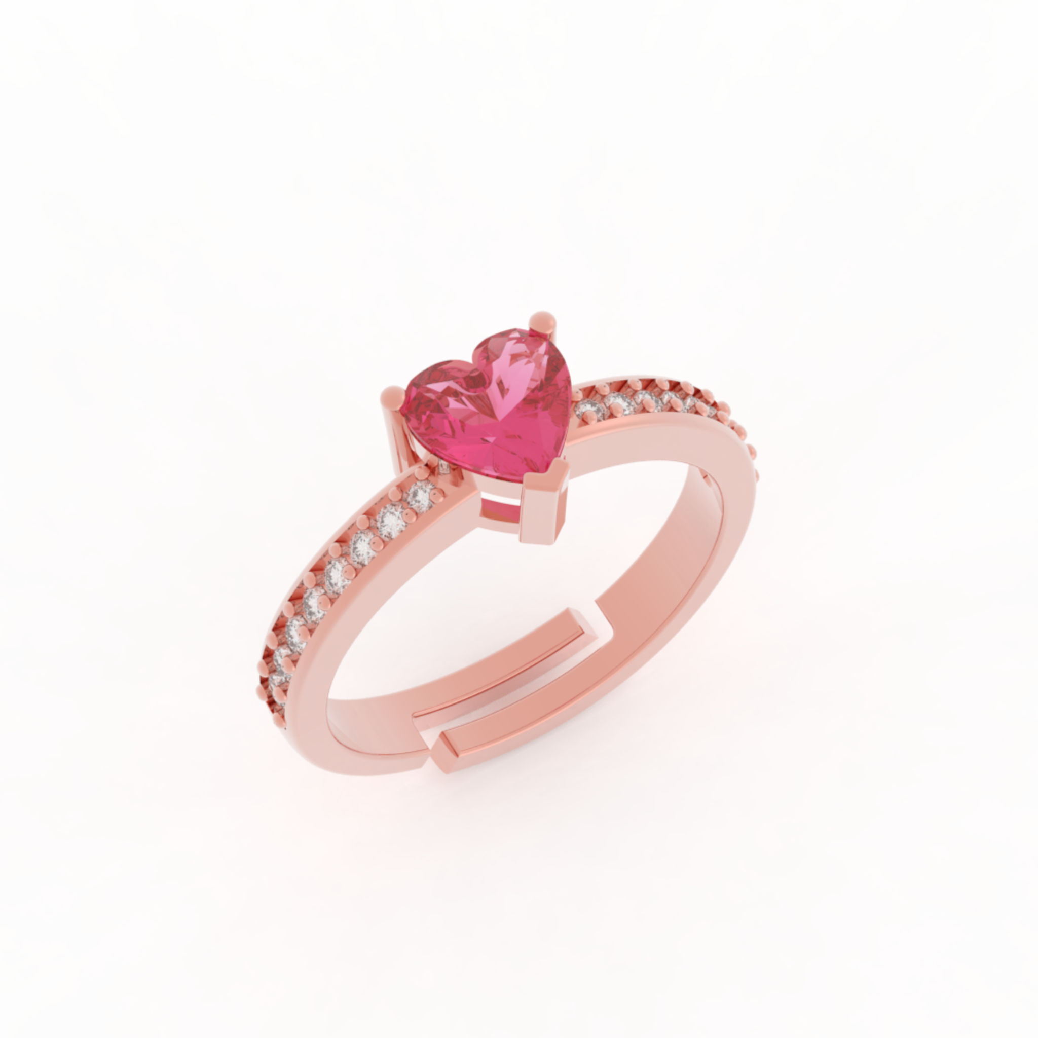 Heart Cut Ruby Proposal Ring, Hallmarked 925 Sterling Silver