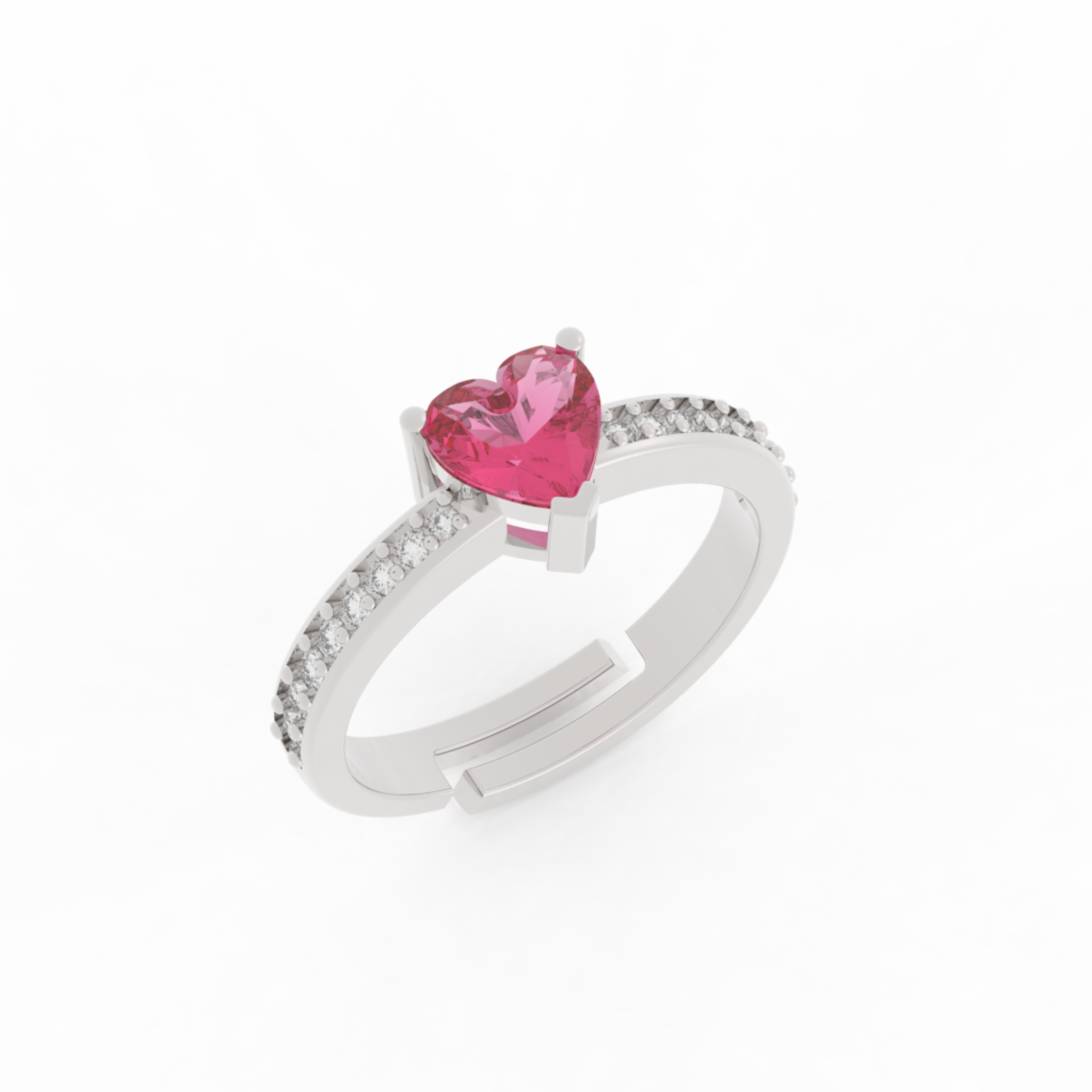 Heart Cut Ruby Proposal Ring, Hallmarked 925 Sterling Silver