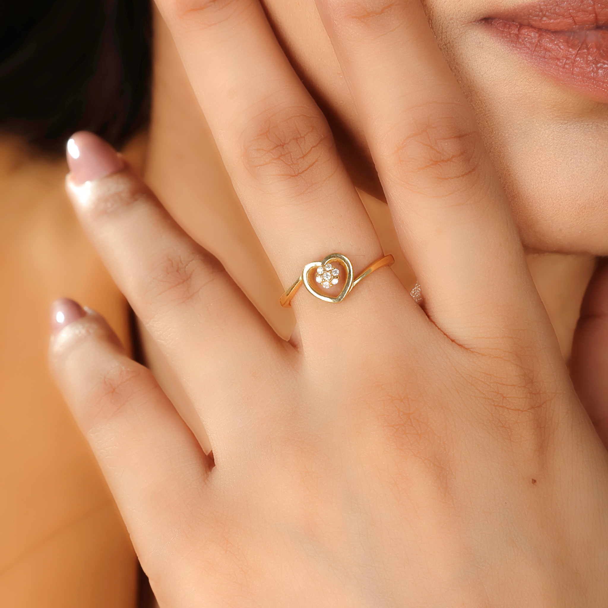 Heart Shape Engagement Ring – Hallmarked 925 Sterling Silver Yellow Gold Plated | Elegant & Timeless Jewelry