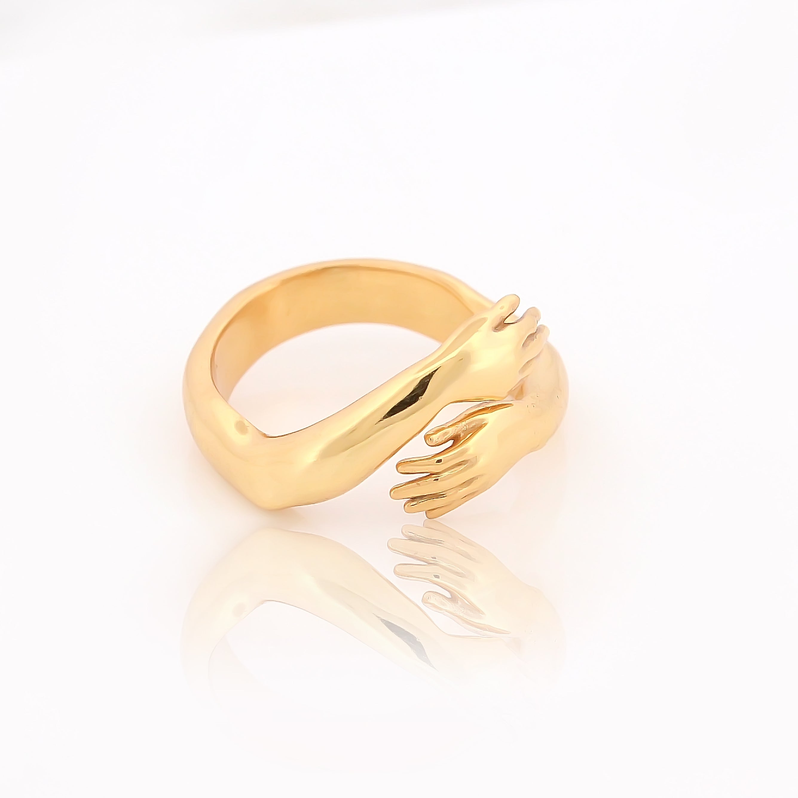 925 Sterling Silver Ring Classic Warm Hug Silver Gold Plated Adjustable Ring