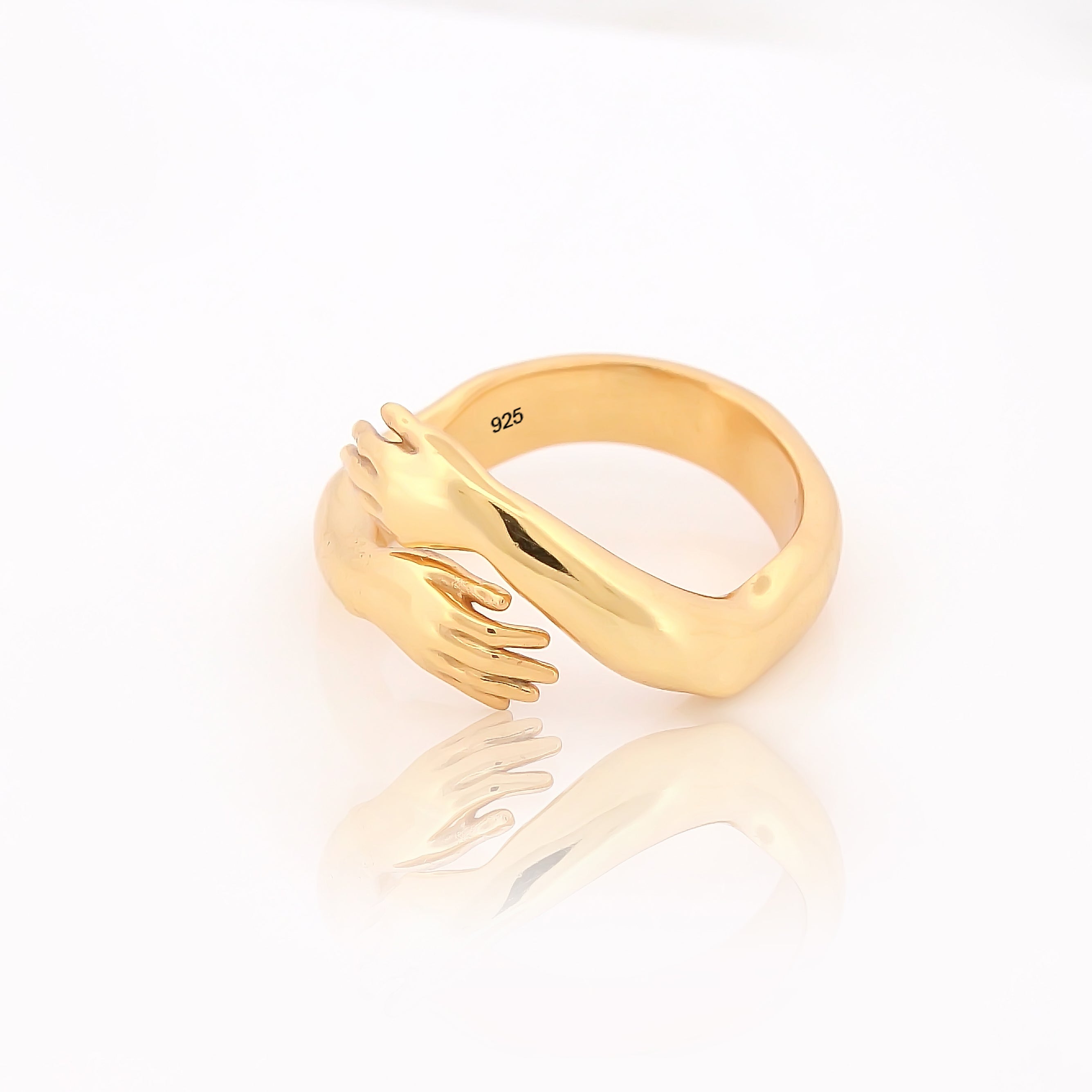 925 Sterling Silver Ring Classic Warm Hug Silver Gold Plated Adjustable Ring