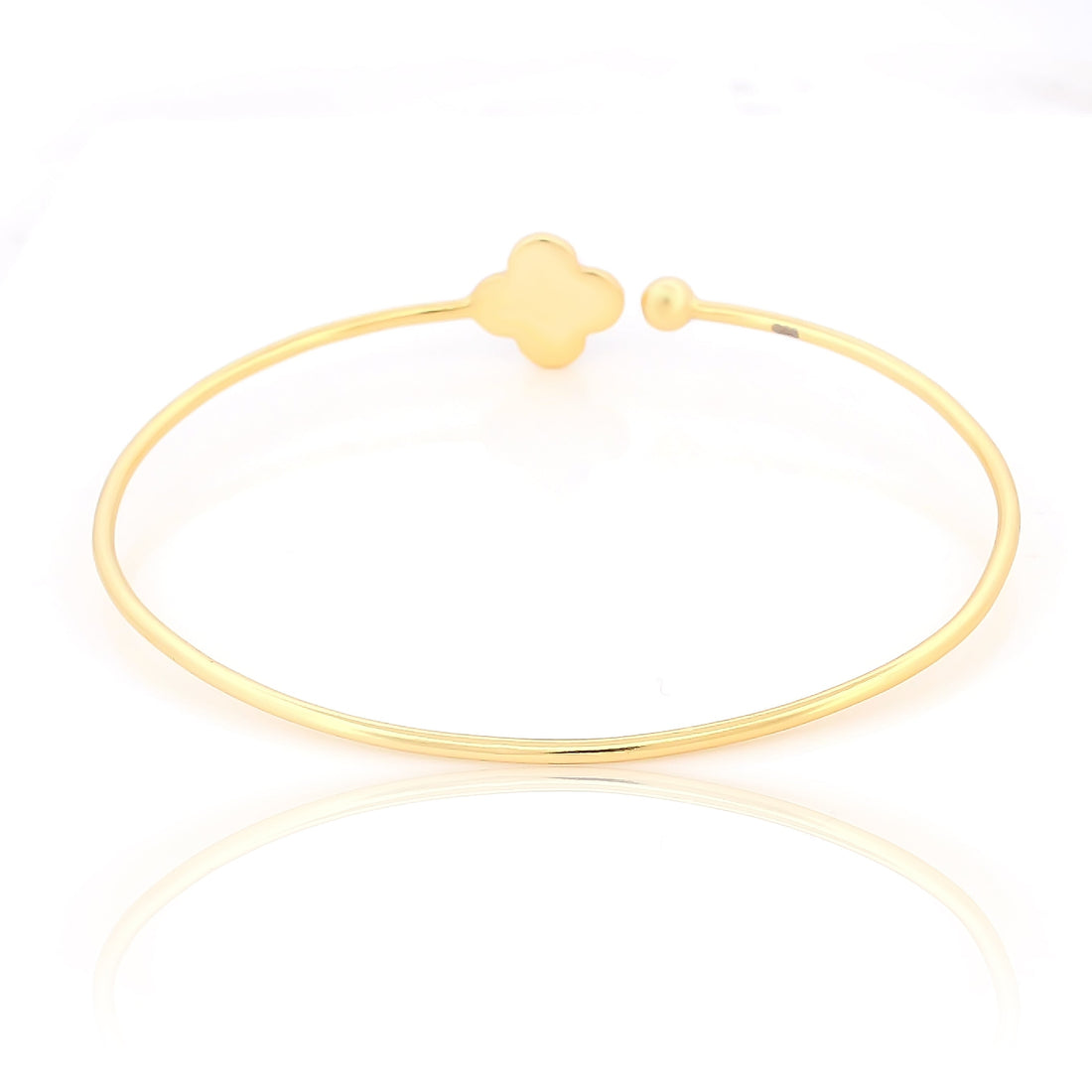 925 Sterling Silver Clover leaf Black Enamel Gold Plated Bracelet