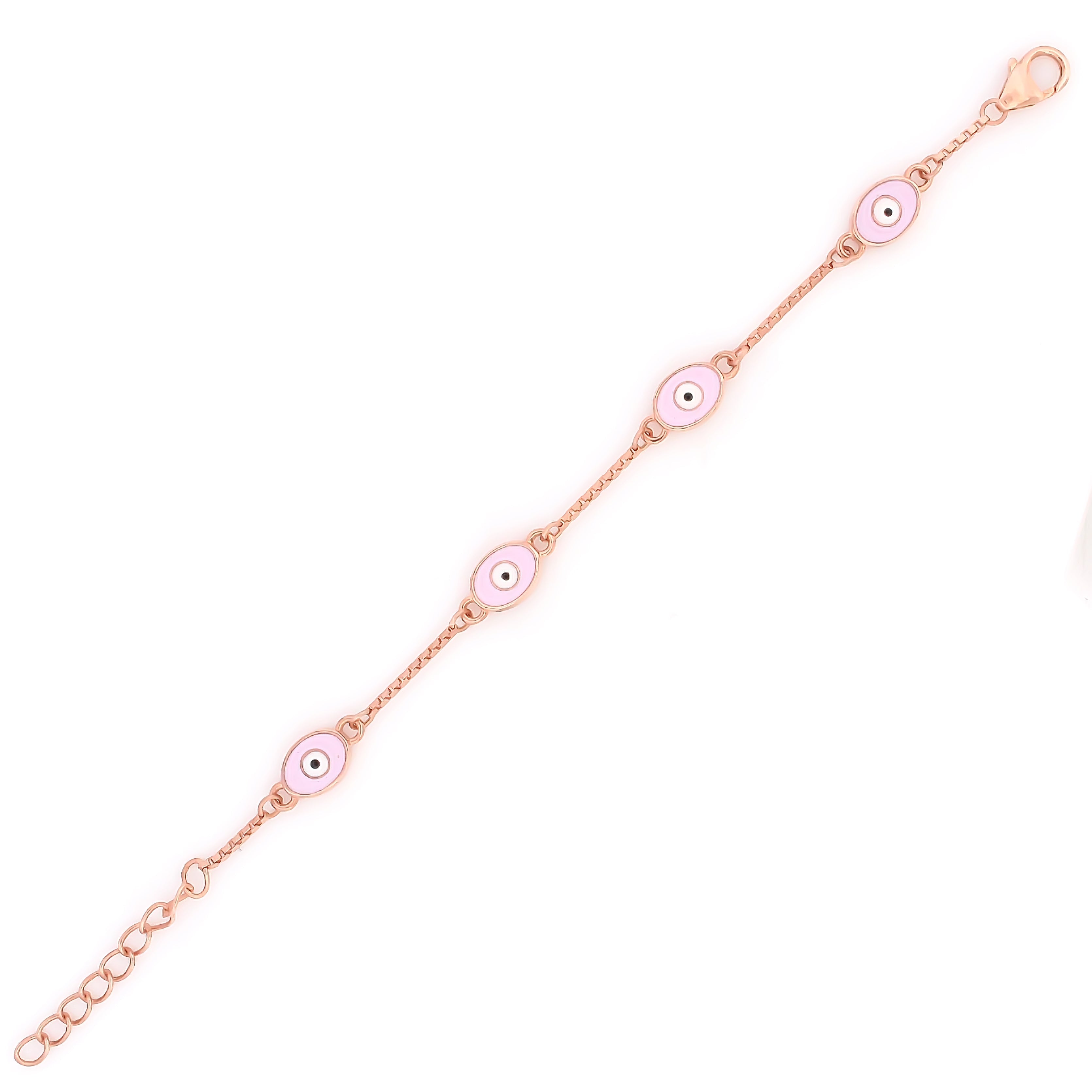 Evil Eye Kids Pink Enamel Bracelet – 18KT Rose Gold Plated | 925 Sterling Silver | Protection & Positivity
