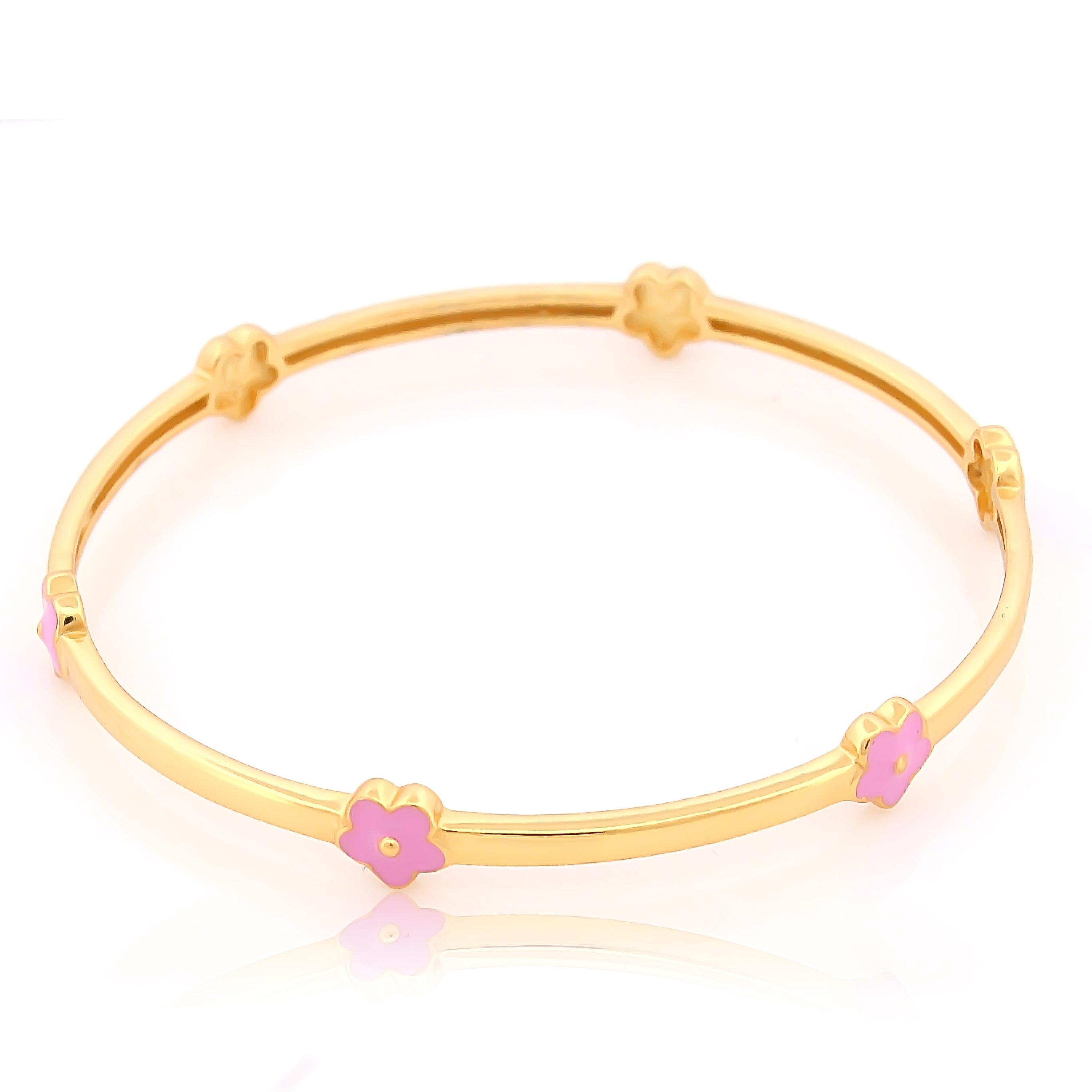 Pink Flowers Bracelet for Kids – 18KT Gold Plated | 925 Sterling Silver | Elegance & Positivity