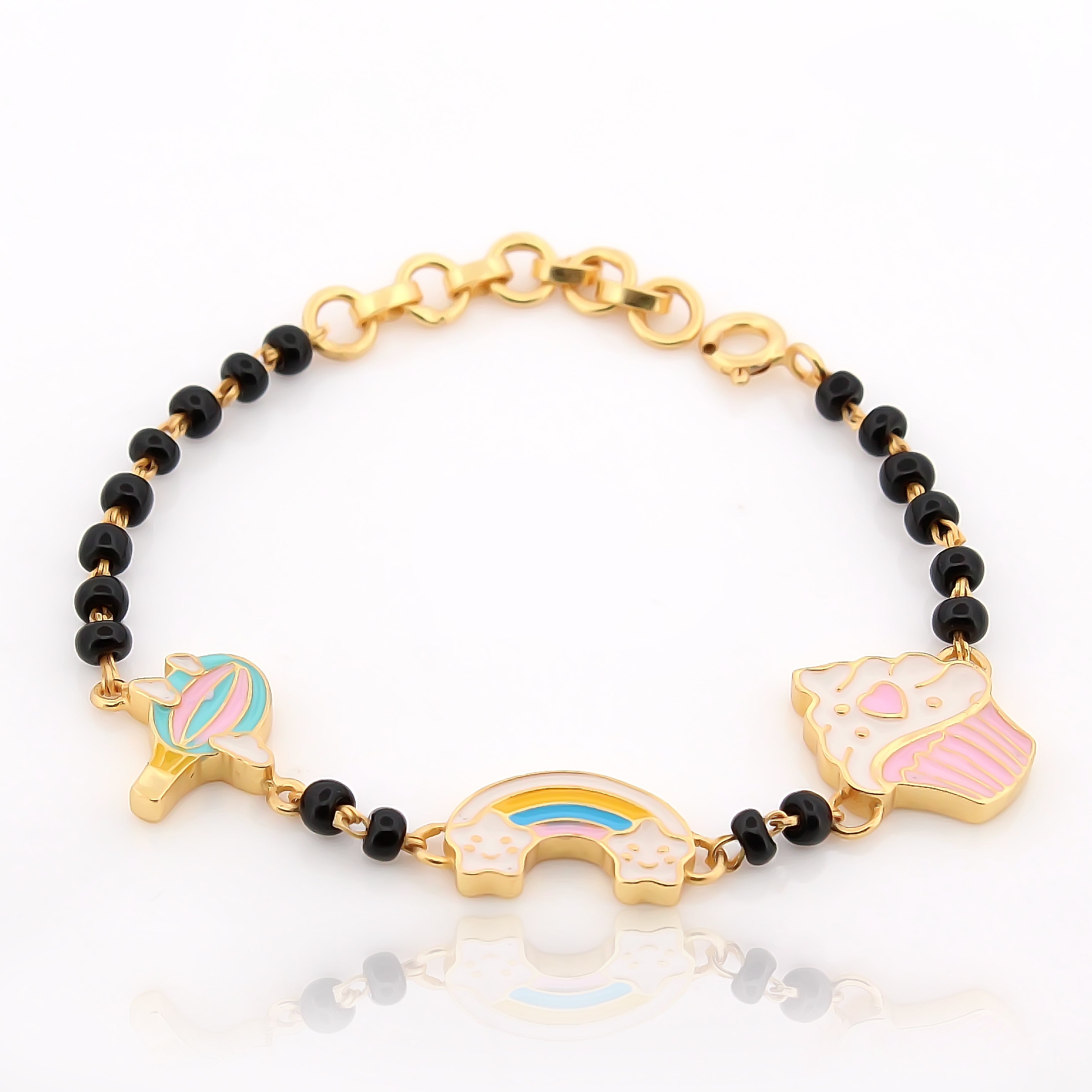 Rainbow, Clouds & Ice Cream Nazariya Bracelet for Baby – 18KT Gold Plated | 925 Sterling Silver | Strength, Protection & Positivity