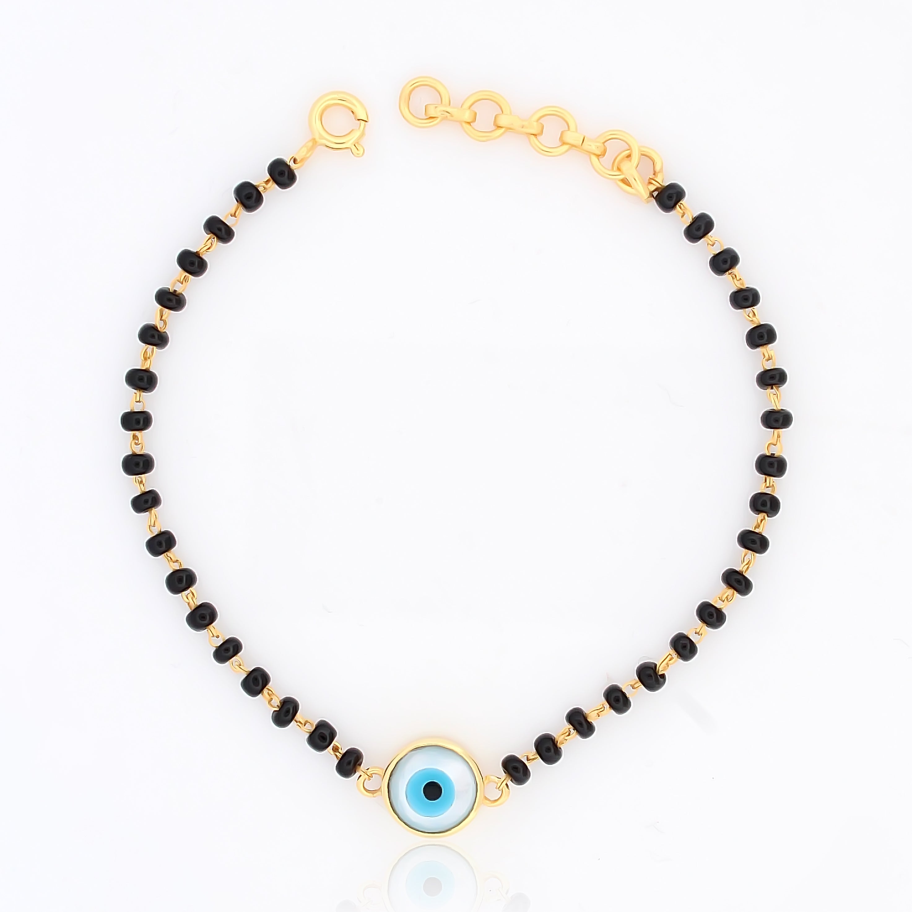 Evil Eye Black Beads Bracelet – 18KT Gold Plated | 925 Sterling Silver | Protection, Strength & Positivity for kids