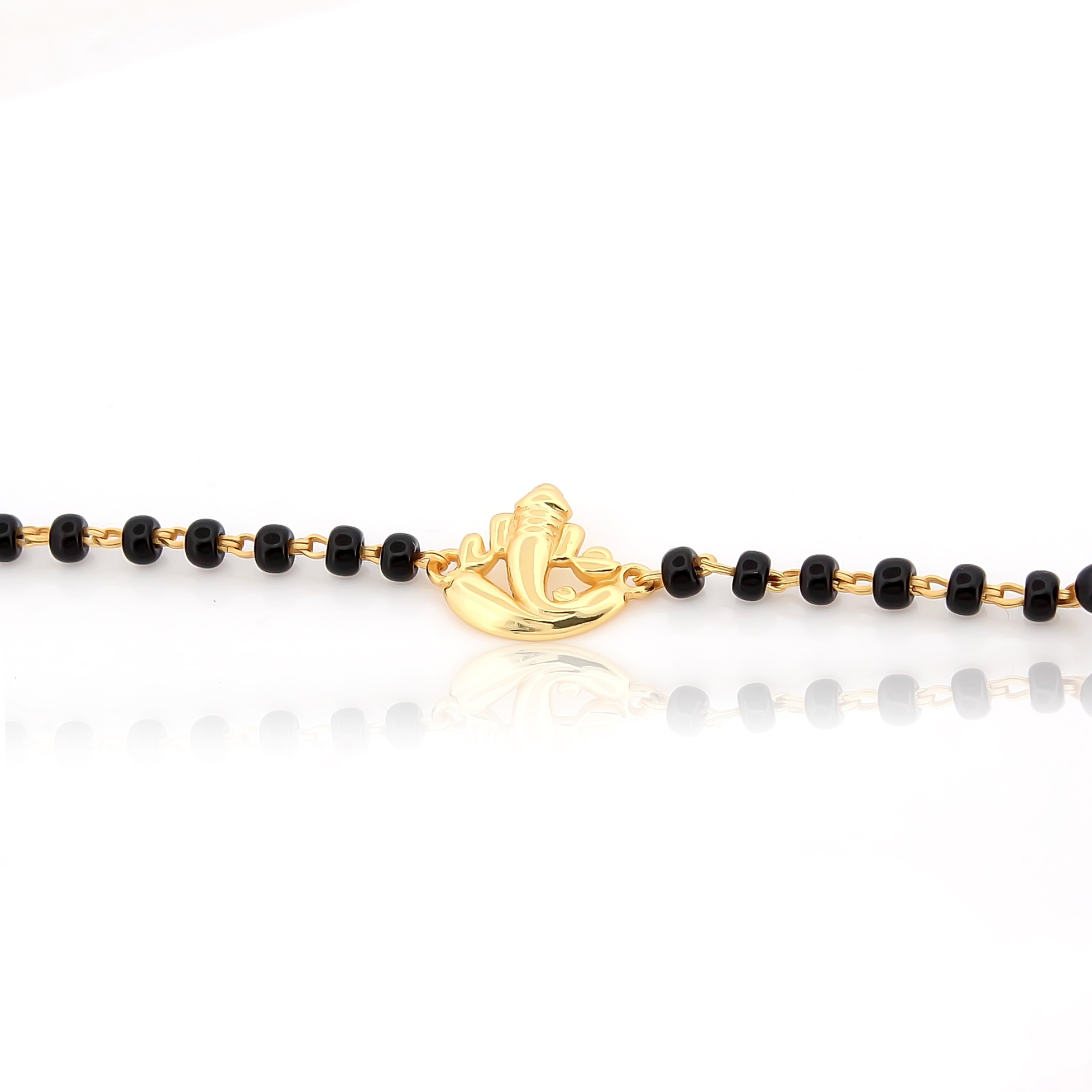 Mangal Murti Ganpati Black Beads Bracelet – 18KT Gold Plated | 925 Sterling Silver | Spiritual Strength & Protection