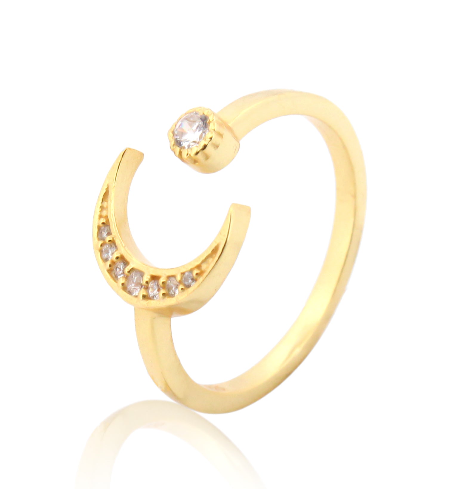 Moon And Sun Ring- Gold Plated Hallmarked 925 Sterling Silver