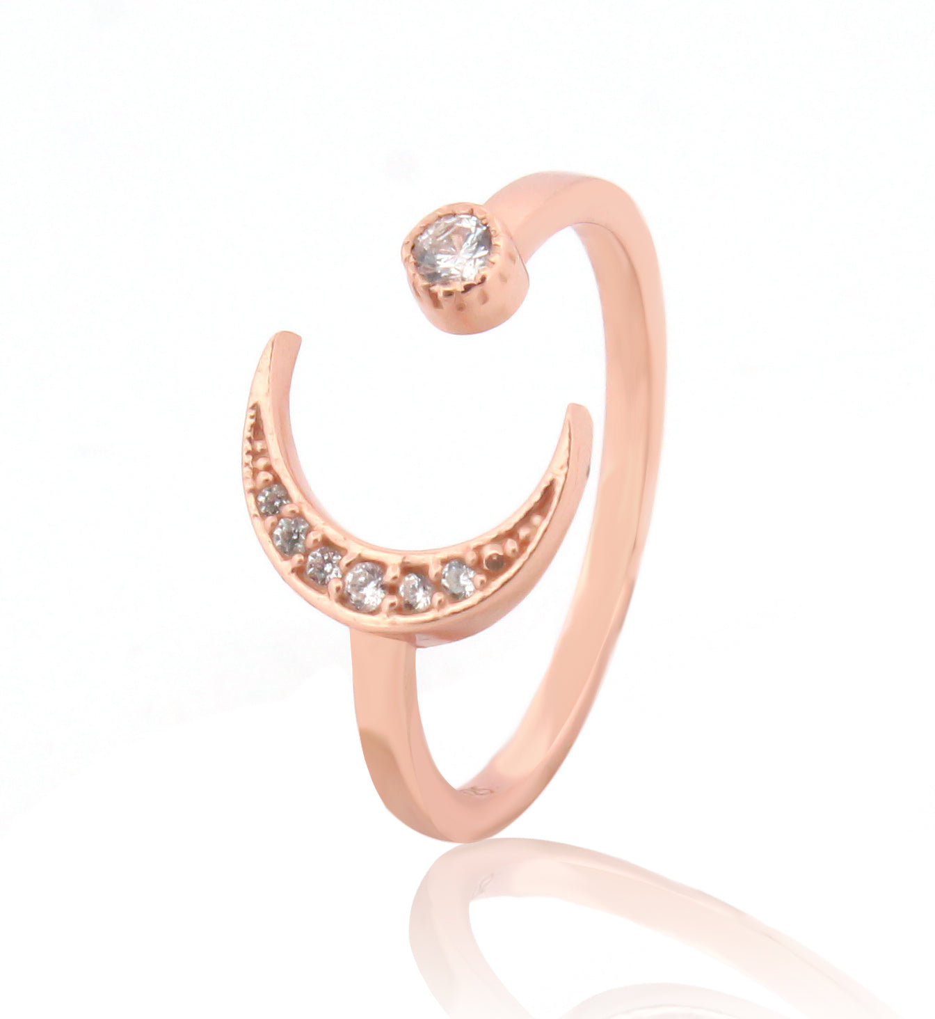 Moon And Sun Ring- Rose Gold Plated Hallmarked 925 Sterling Silver Ring