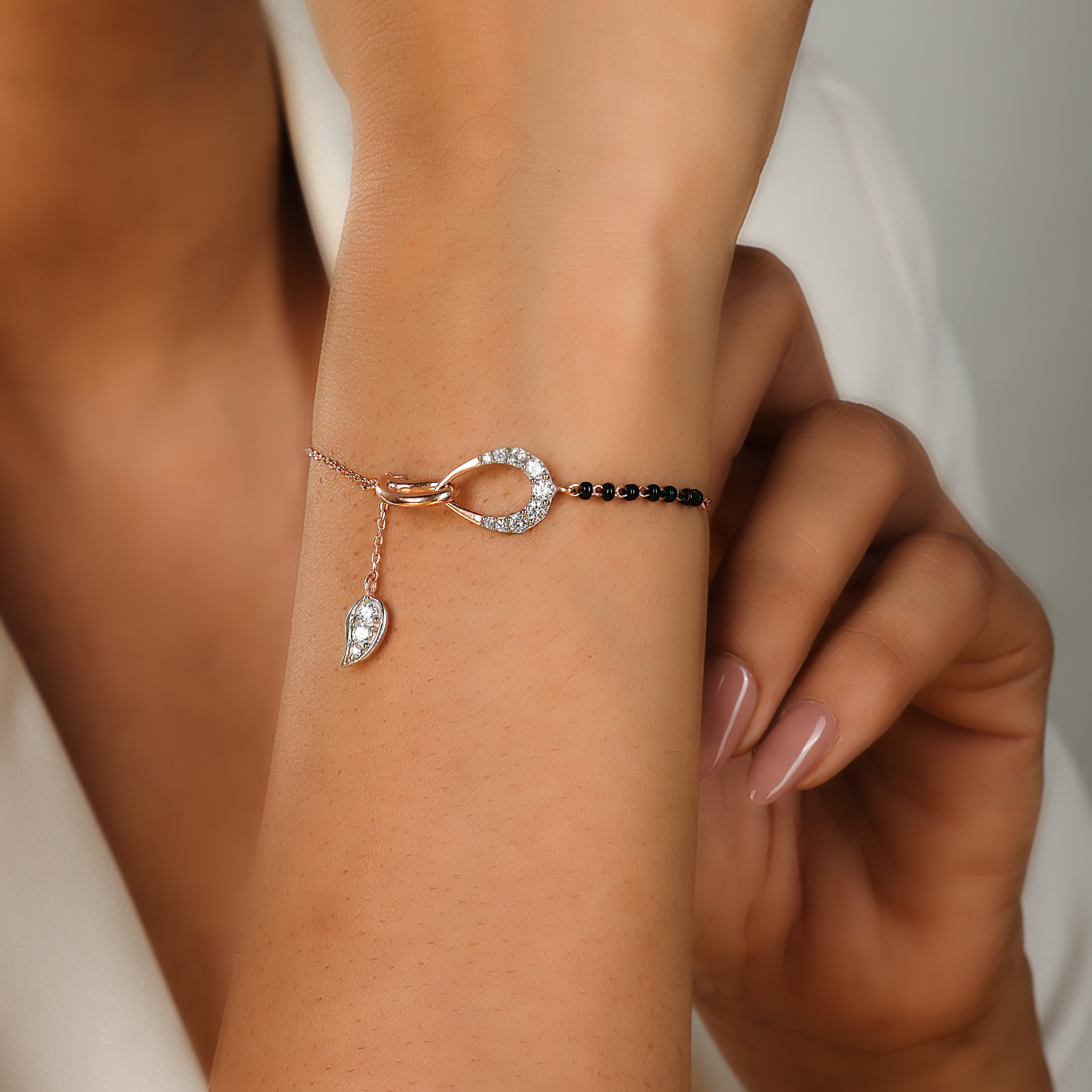 Infinity Mangalsutra Design Chain Bracelet For Wife, Hallmarked 925 Sterling Silver