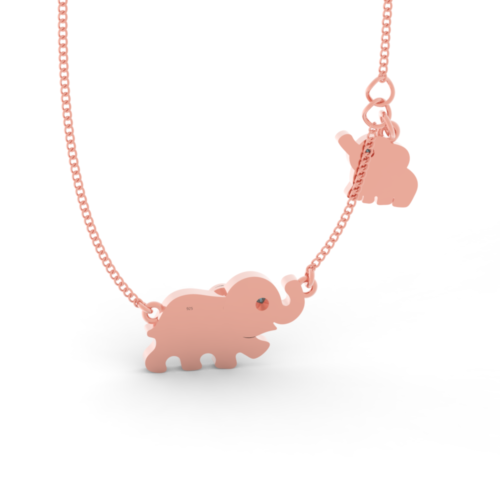 Jumbo Elephant Pendant Necklace, Hallmarked 925 Sterling Silver
