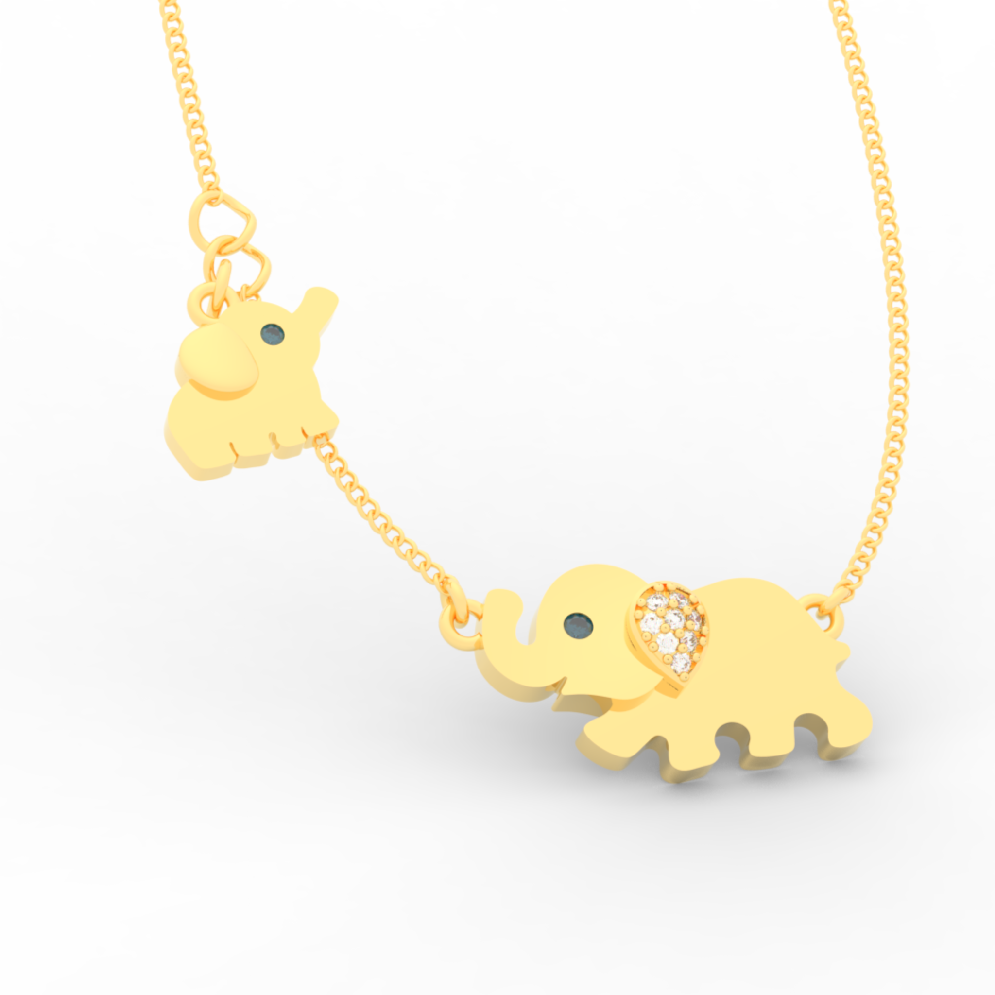 Jumbo Elephant Pendant Necklace, Hallmarked 925 Sterling Silver