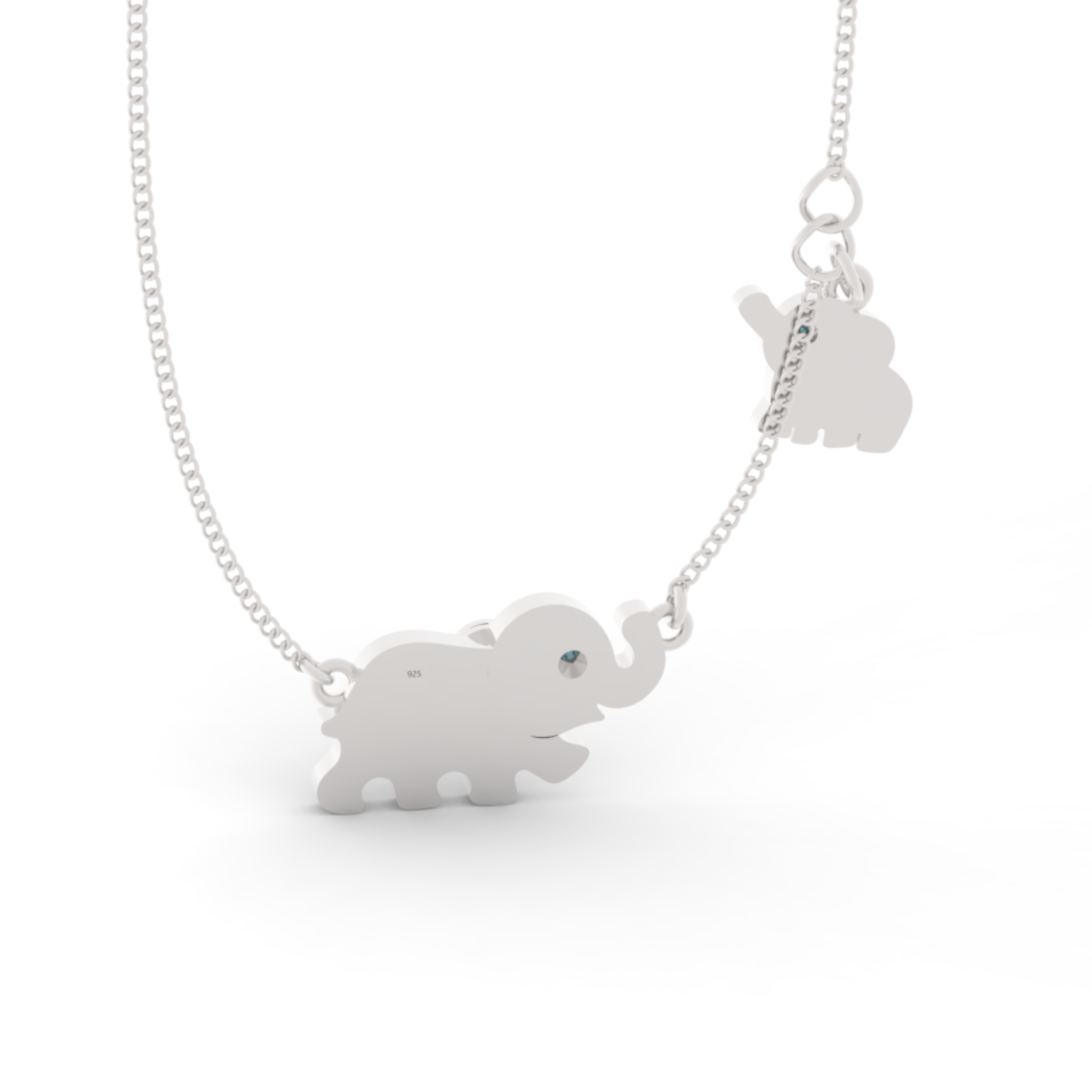 Jumbo Elephant Pendant Necklace, Hallmarked 925 Sterling Silver