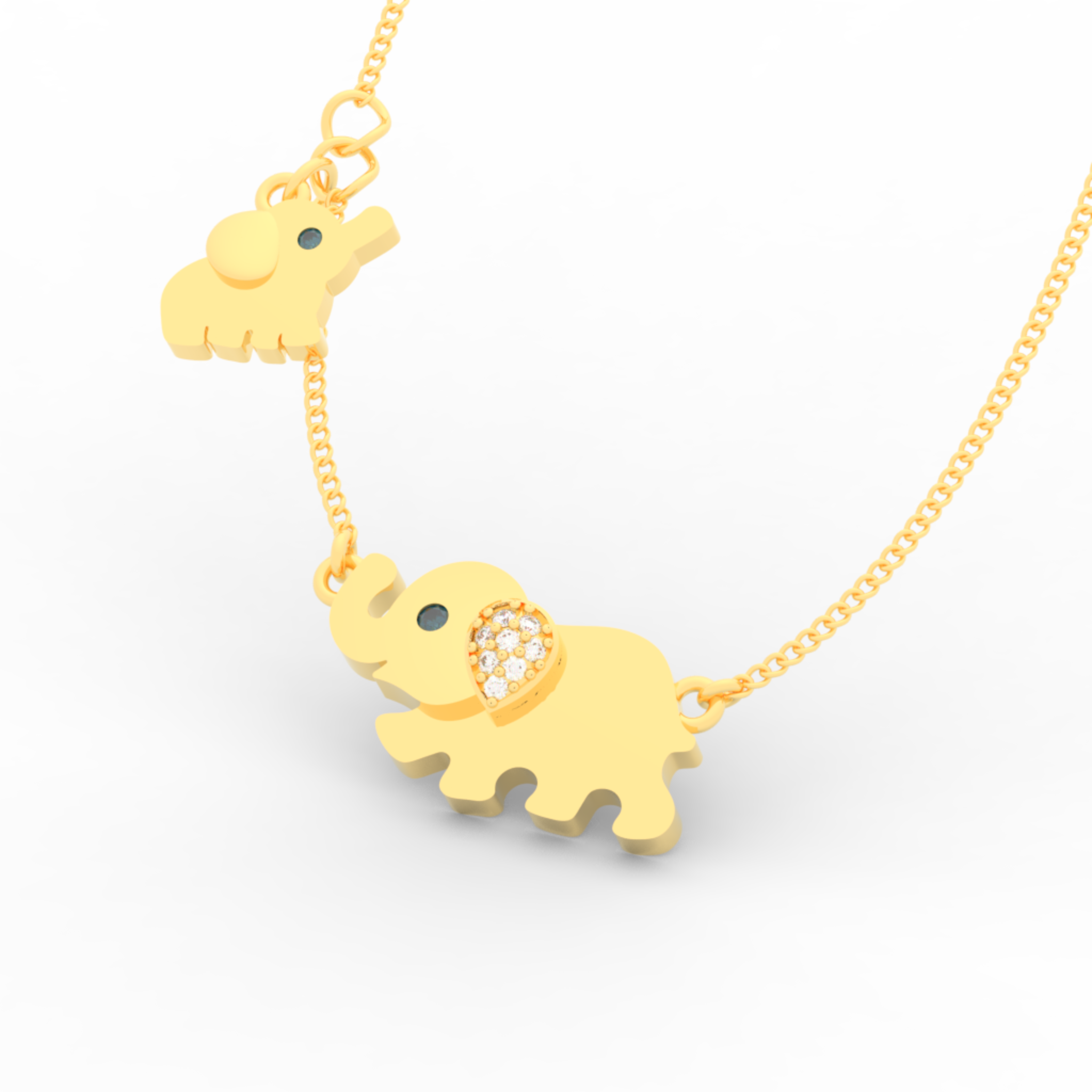 Jumbo Elephant Pendant Necklace, Hallmarked 925 Sterling Silver