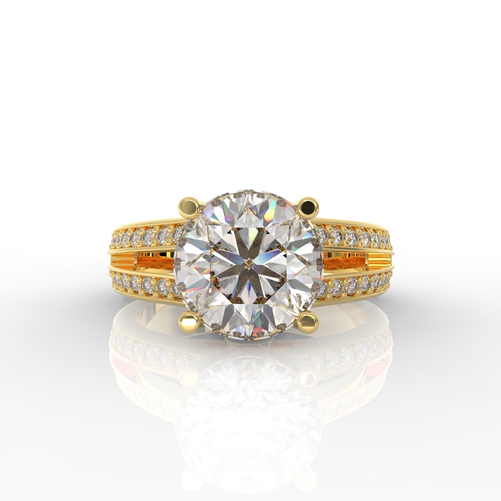 Solitaire Engagement Ring – Hallmarked 925 Sterling Silver Yellow Gold Plated | Bold & Elegant Jewelry