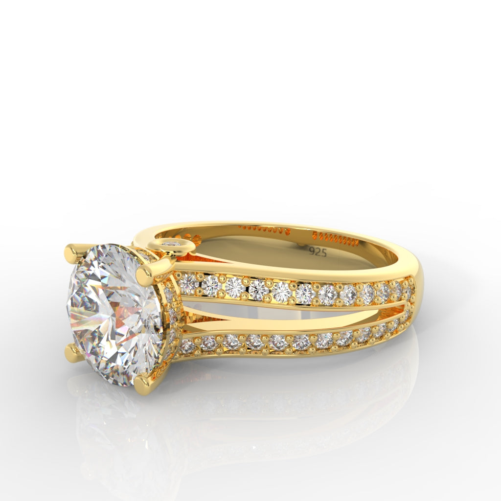 Solitaire Engagement Ring – Hallmarked 925 Sterling Silver Yellow Gold Plated | Bold & Elegant Jewelry