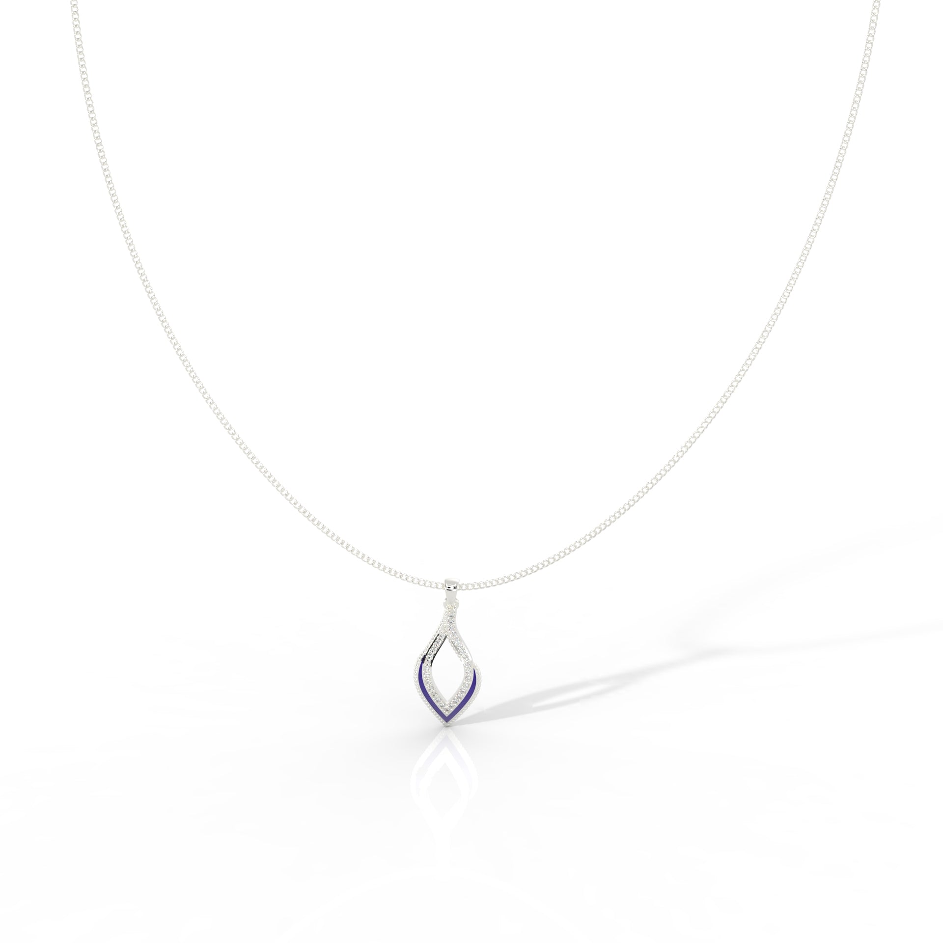Eye Catching Tear Drop Charm With Chain, Hallmarked 925 Sterling Silver