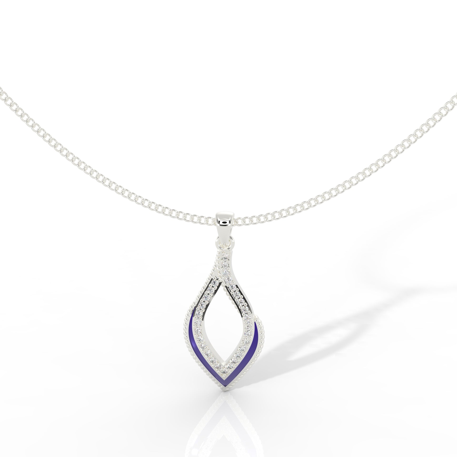 Eye Catching Tear Drop Charm With Chain, Hallmarked 925 Sterling Silver
