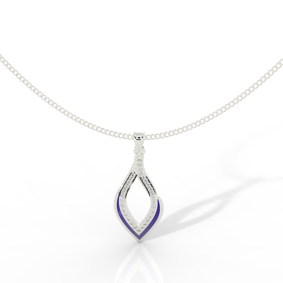 Eye Catching Tear Drop Charm With Chain, Hallmarked 925 Sterling Silver
