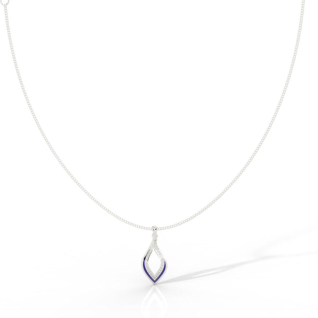 Eye Catching Tear Drop Charm With Chain, Hallmarked 925 Sterling Silver