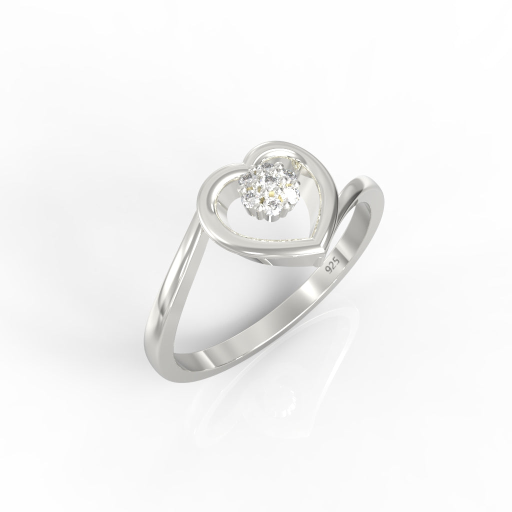 Heart Shape Engagement Ring – Hallmarked 925 Sterling Silver White Gold Plated | Elegant & Timeless Jewelry