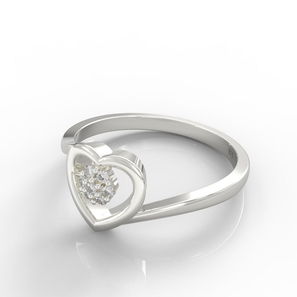 Heart Shape Engagement Ring – Hallmarked 925 Sterling Silver White Gold Plated | Elegant & Timeless Jewelry