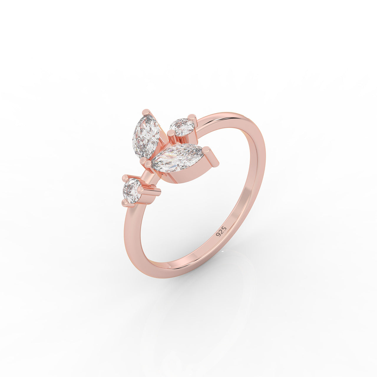 Minimalist CZ Stone Pear Cut Shiny Ring – Hallmarked 925 Sterling Silver Rose Gold Plated | Elegant & Sleek Jewelry