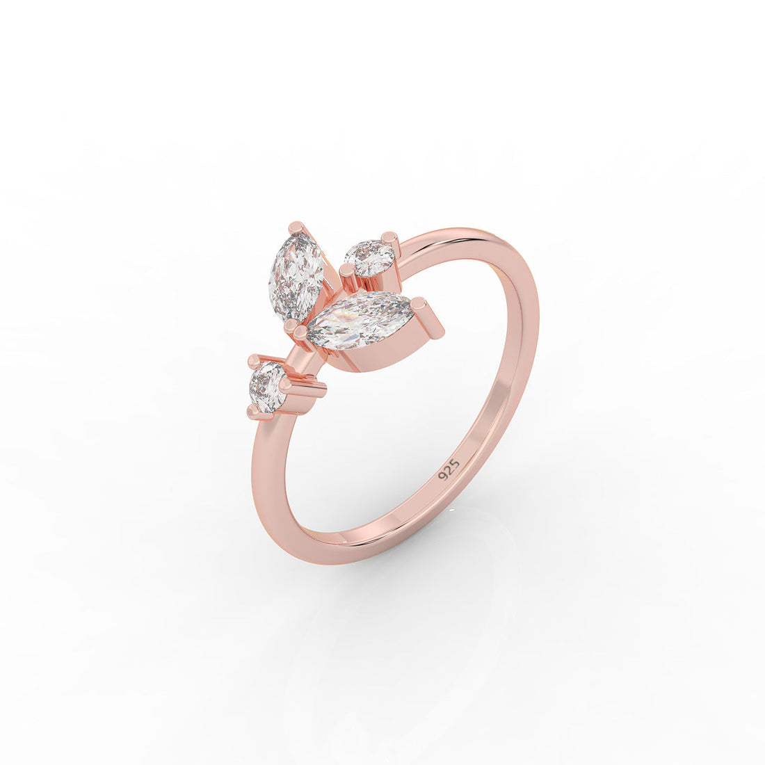 Minimalist CZ Stone Pear Cut Shiny Ring – Hallmarked 925 Sterling Silver Rose Gold Plated | Elegant & Sleek Jewelry