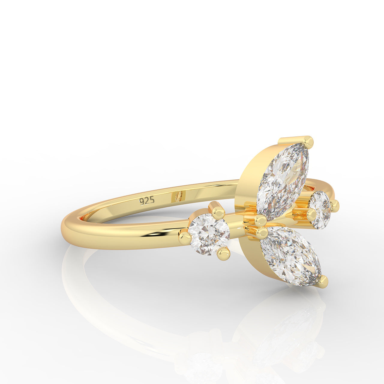 Minimalist CZ Pear Cut Stone Shiny Ring – Hallmarked 925 Sterling Silver Yellow Gold Plated | Elegant & Timeless Jewelry