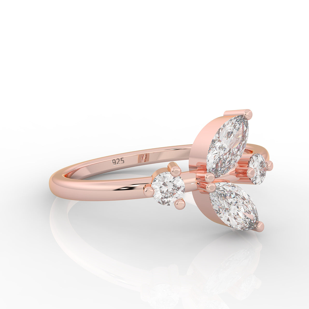 Minimalist CZ Stone Pear Cut Shiny Ring – Hallmarked 925 Sterling Silver Rose Gold Plated | Elegant & Sleek Jewelry