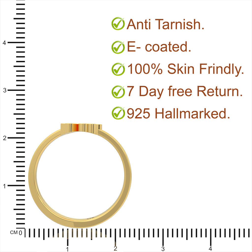 Palm Leaf Shape Dainty Stacking Ring – Hallmarked 925 Sterling Silver Yellow Gold Plated | Elegant & Versatile Jewelry