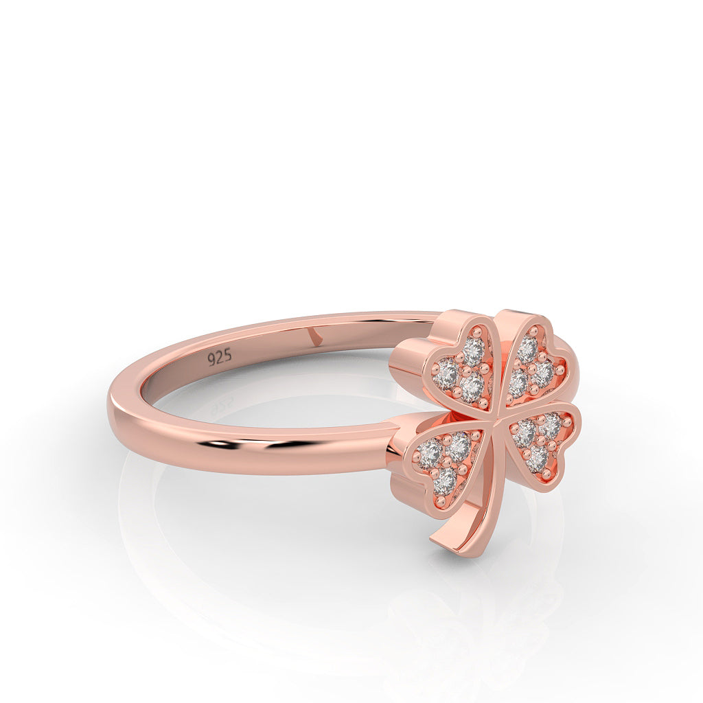 Palm Leaf Shape Dainty Stacking Ring – Hallmarked 925 Sterling Silver Rose Gold Plated | Elegant & Chic Jewelry