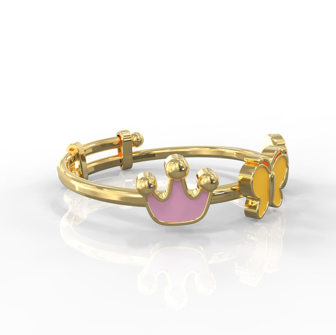 Crown Butterfly Evil Eye Bracelet for Kids – 18KT Gold Plated | 925 Sterling Silver | Protection, Elegance & Positivity