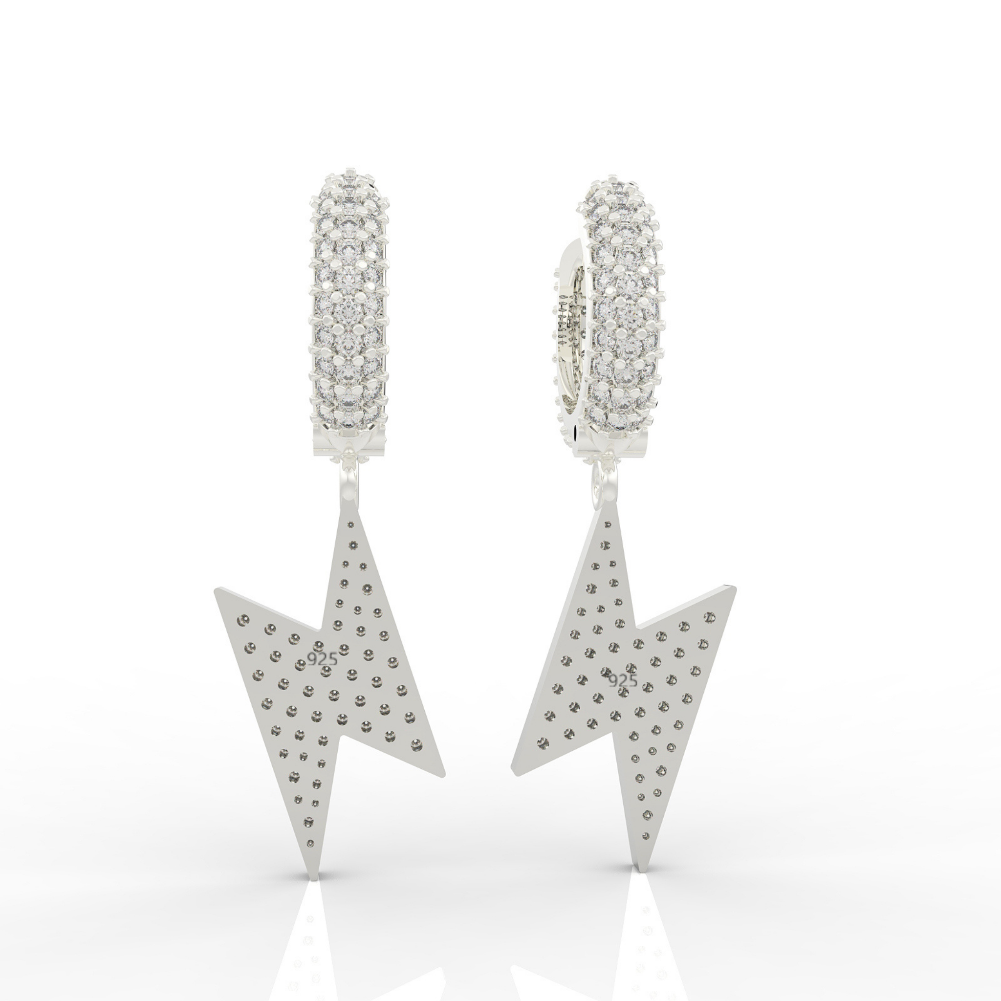 Lightning Bold Dangling Earrings For Women, Hallmarked 925 Sterling Silver